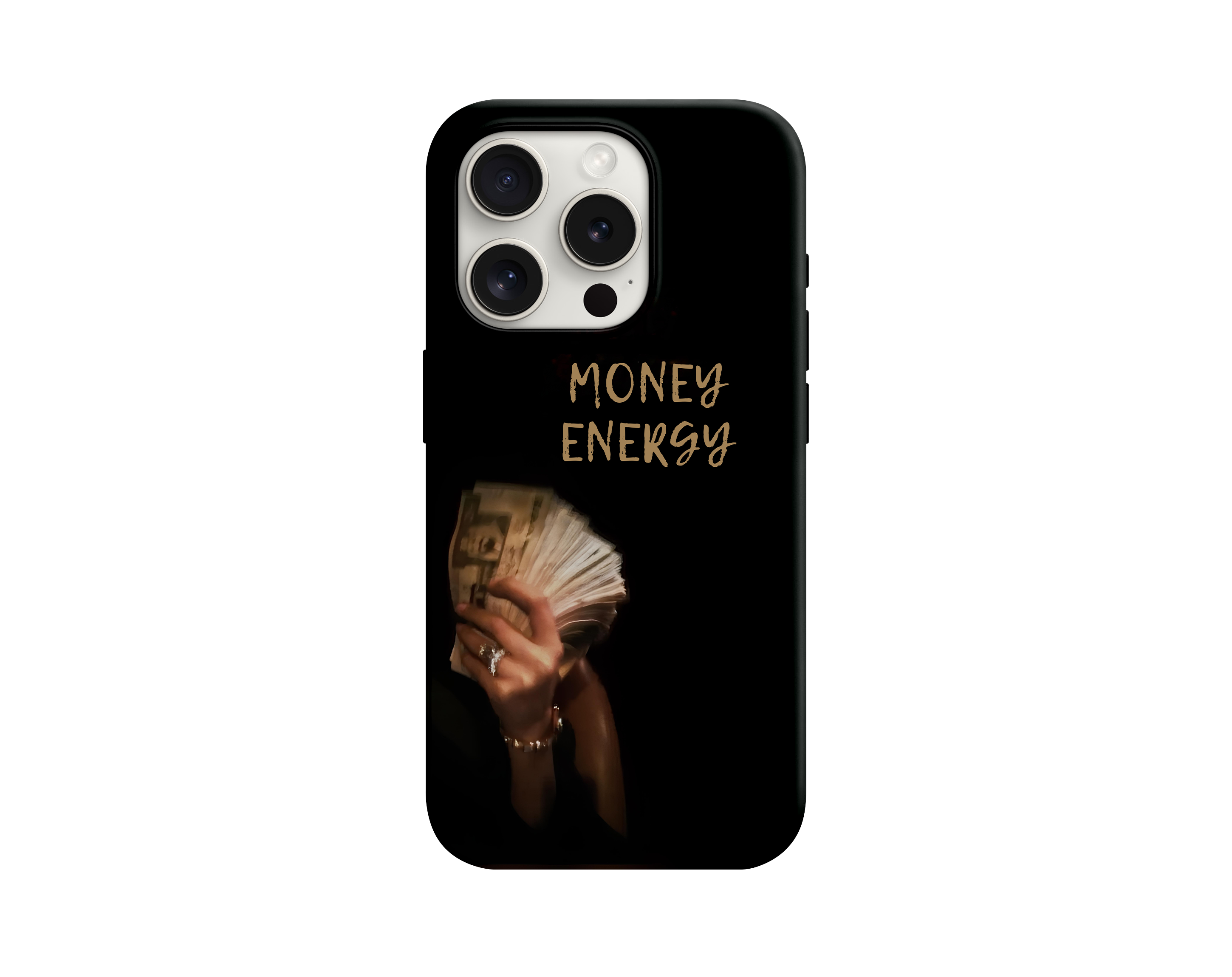 Siyah Money Energy Yazılı Telefon Kılıfı