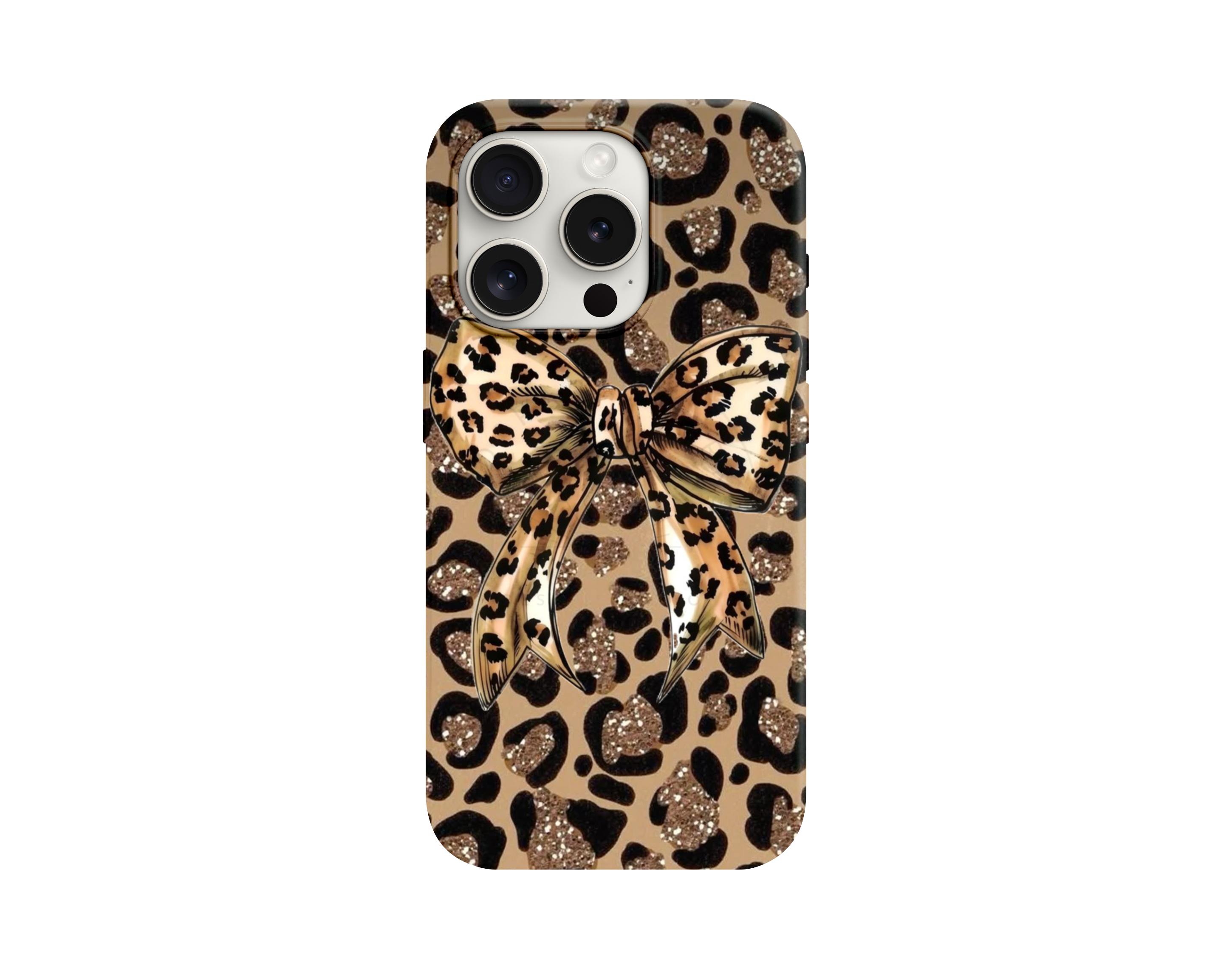Leopar Desenli Büyük Kurdele Telefon Kılıfı