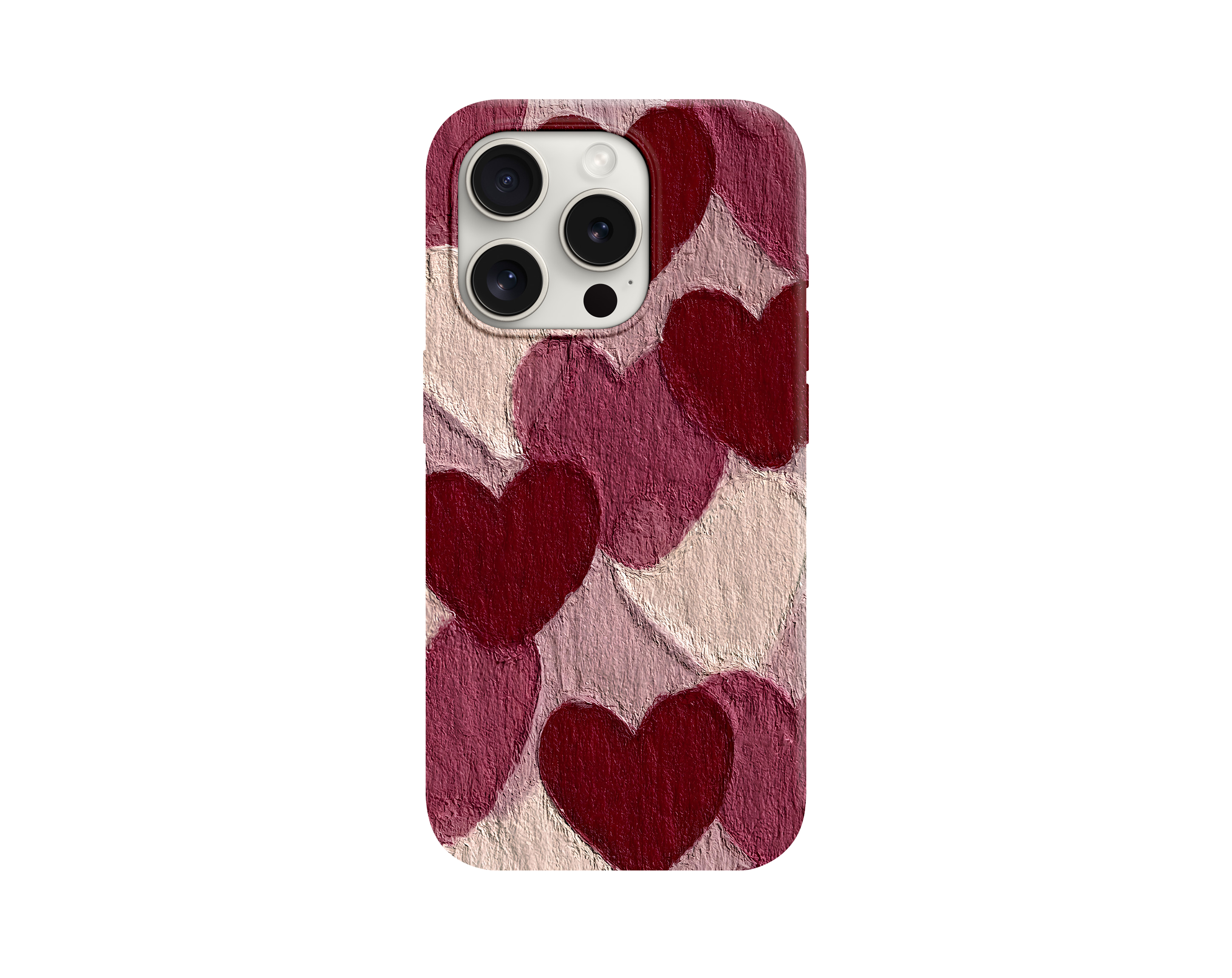 Yağlı Boya Dokulu Kalp Desenli Telefon Kılıfı