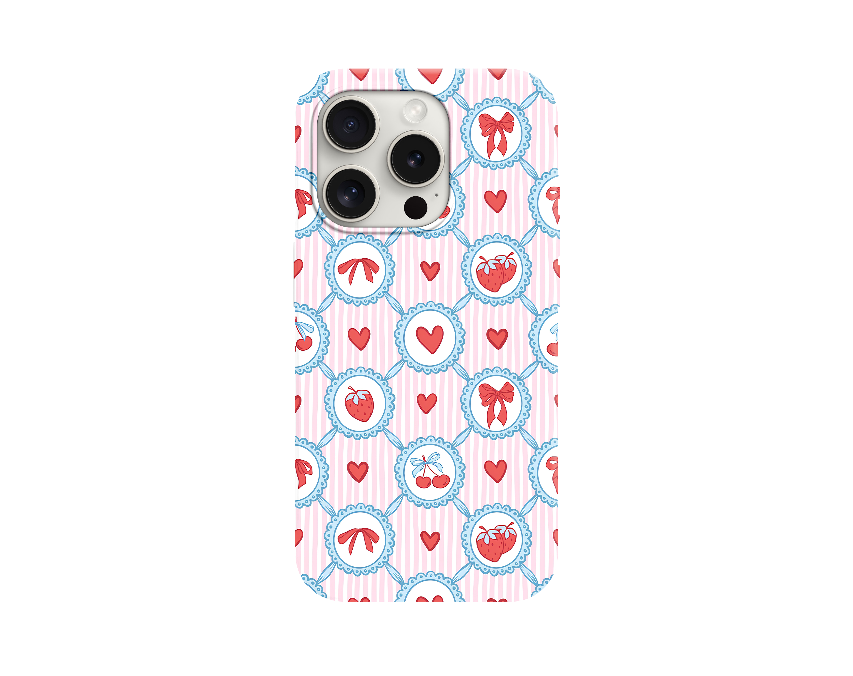 Kalp ve Meyve Motifli Telefon Kılıfı