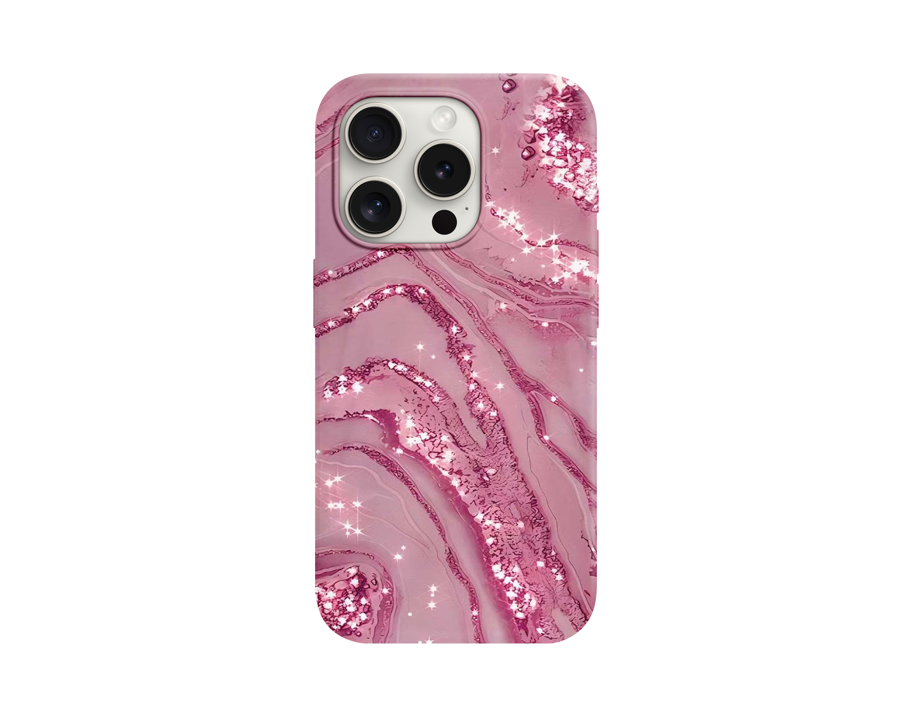 Pembe Akışkan Mermer Desenli Telefon Kılıfı