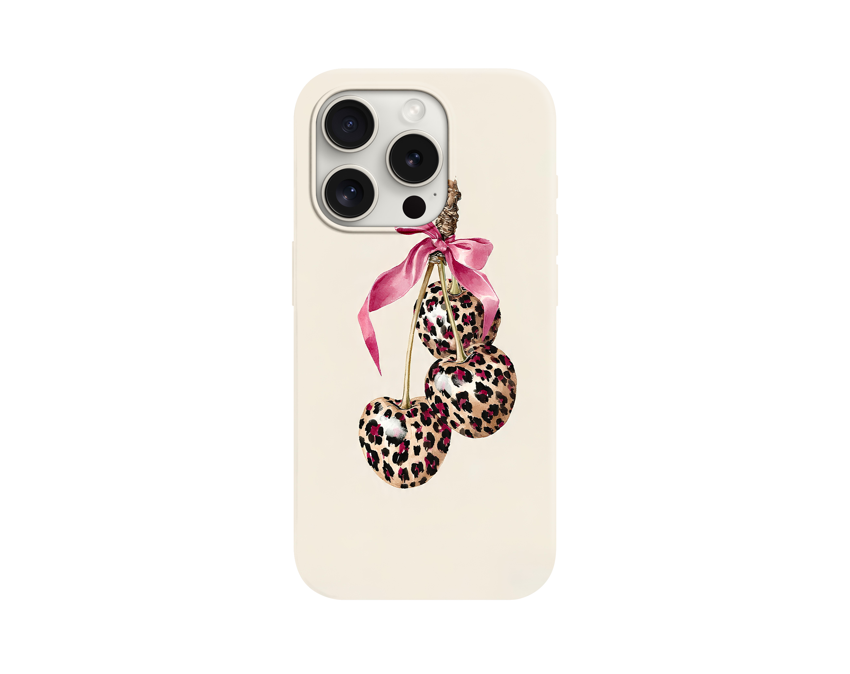 Leopar Desenli Kiraz Tasarımlı Telefon Kılıfı