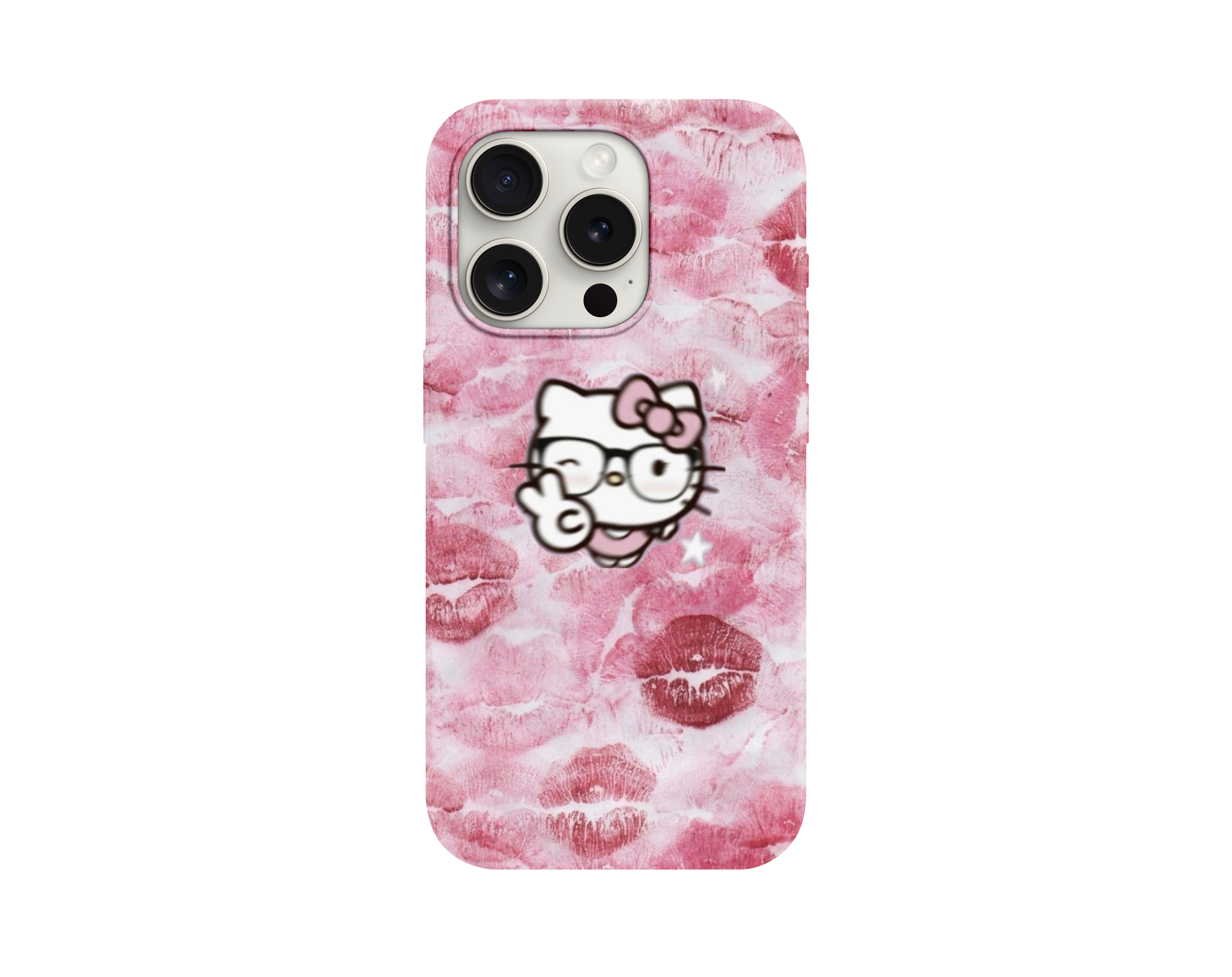 Dudak İzi Desenli Hello Kitty Telefon Kılıfı
