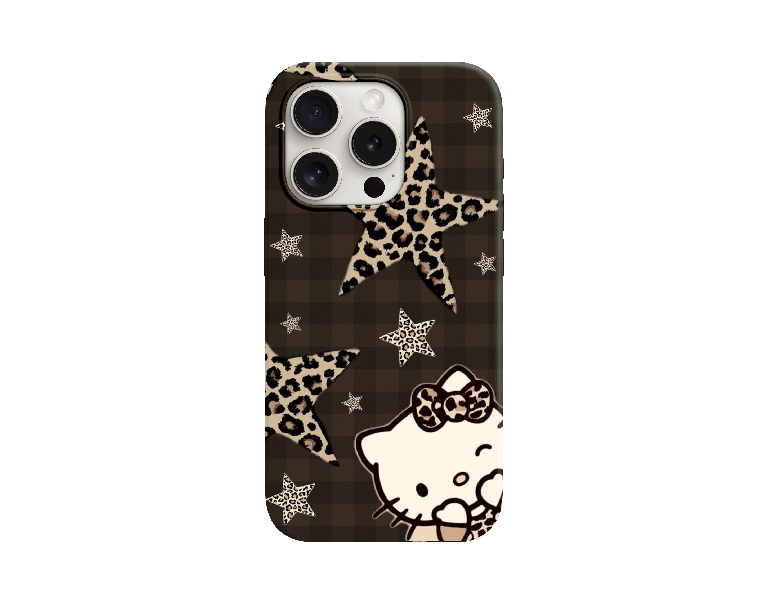 Leopar Desenli Yıldızlı Hello Kitty Telefon Kılıfı