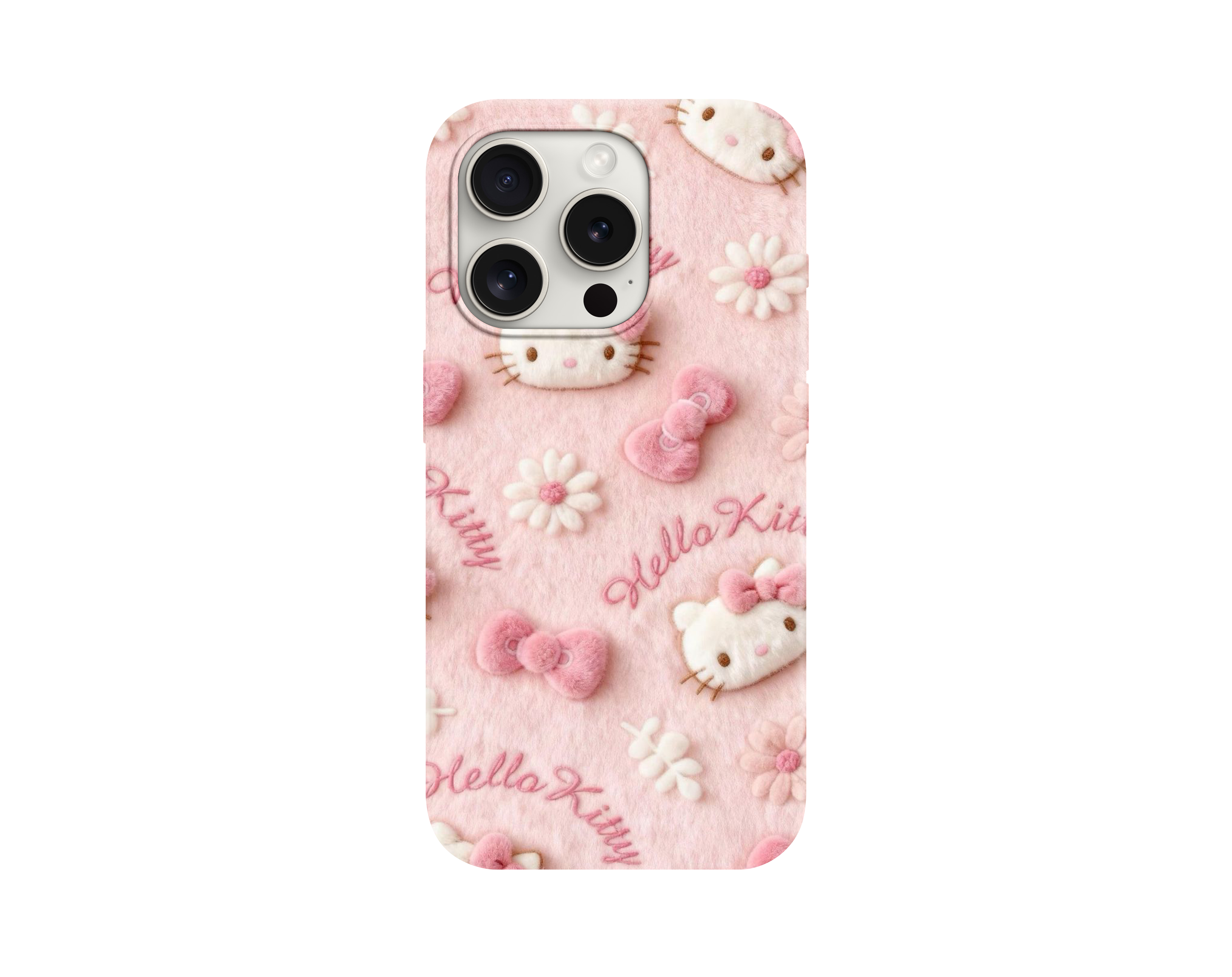 Fuzzy Hello Kitty Pembe Peluş Dokulu Telefon Kılıfı