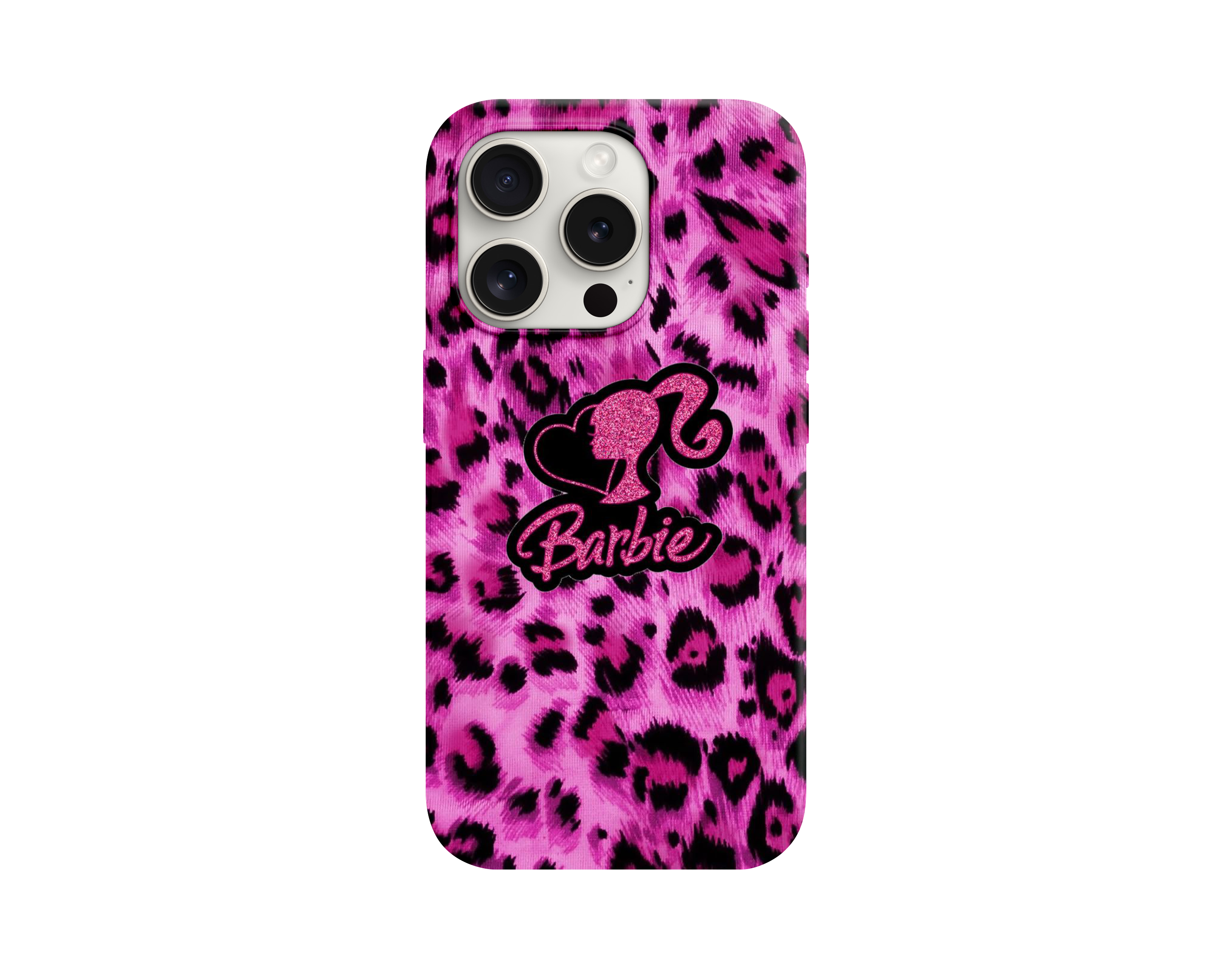 Barbie Pembe Leopar Desenli Telefon Kılıfı