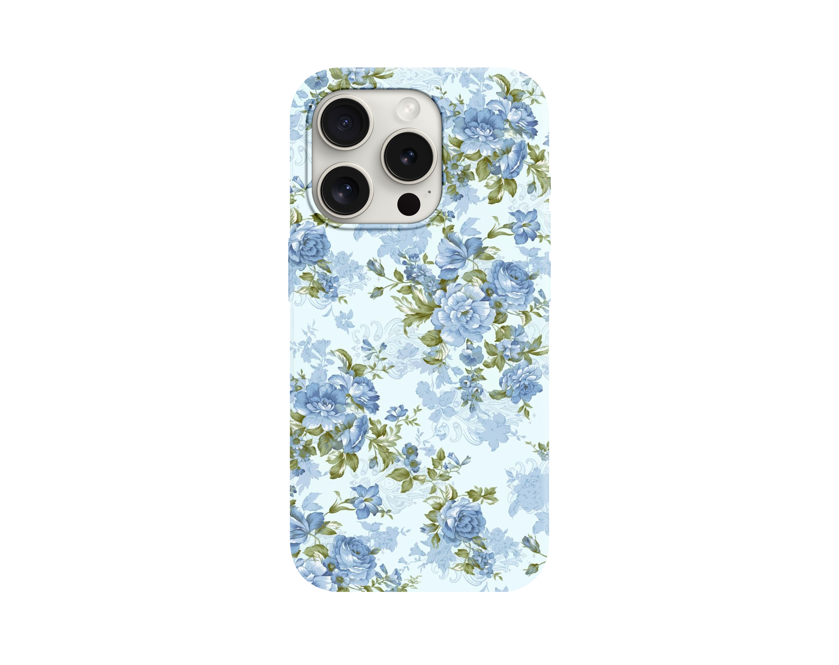 Vintage Blue Rose Floral Desenli Telefon Kılıfı