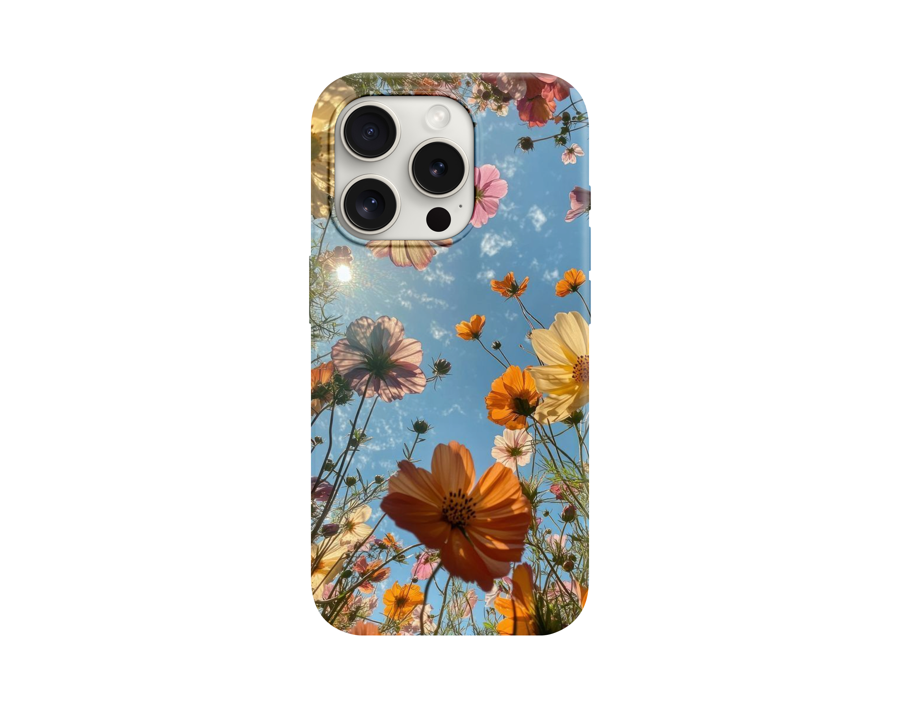 Mavi Gökyüzü Temalı Floral Tasarım Telefon Kılıfı