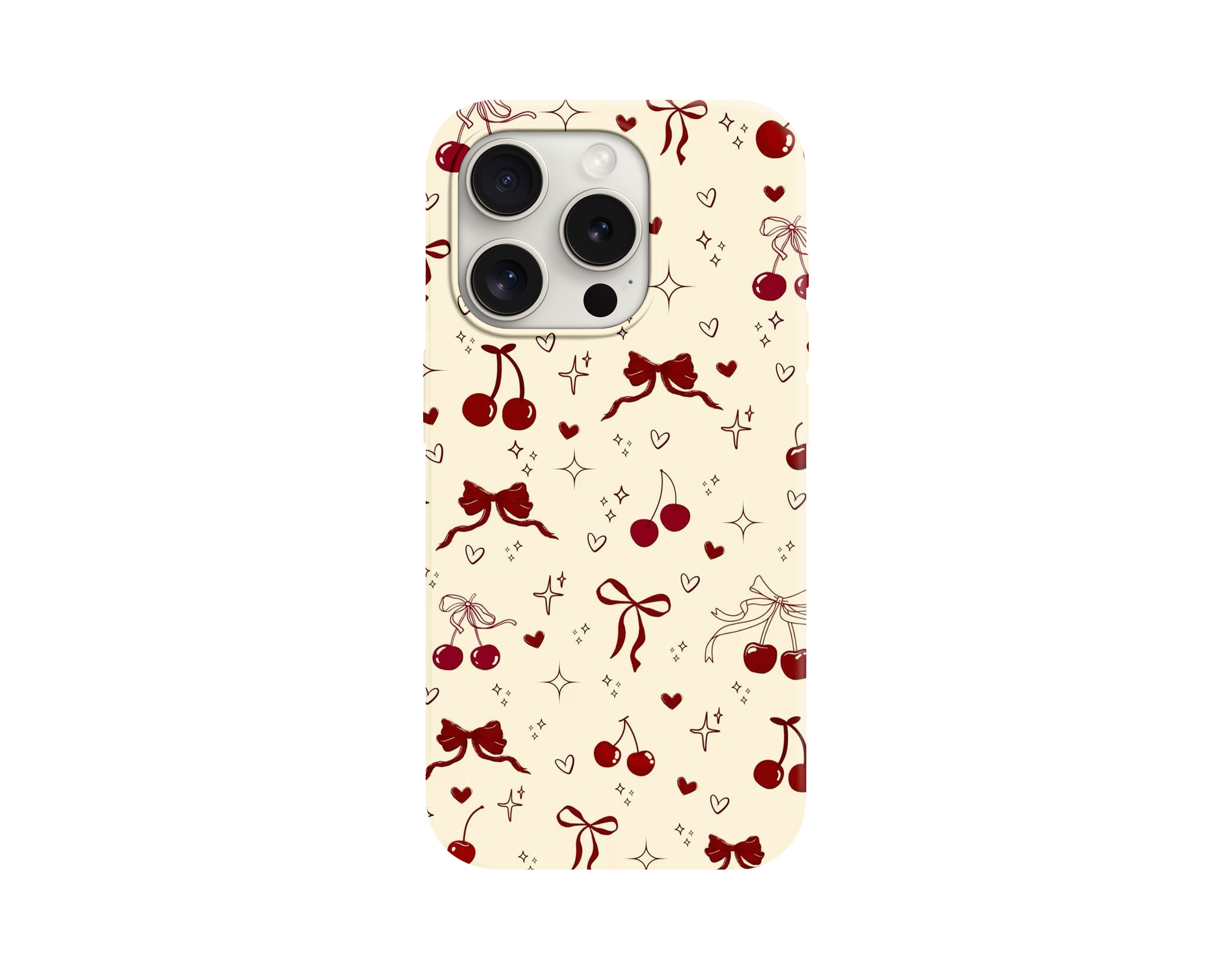 Vintage Stil Kurdele Kiraz ve Yıldız Desenli Telefon Kılıfı