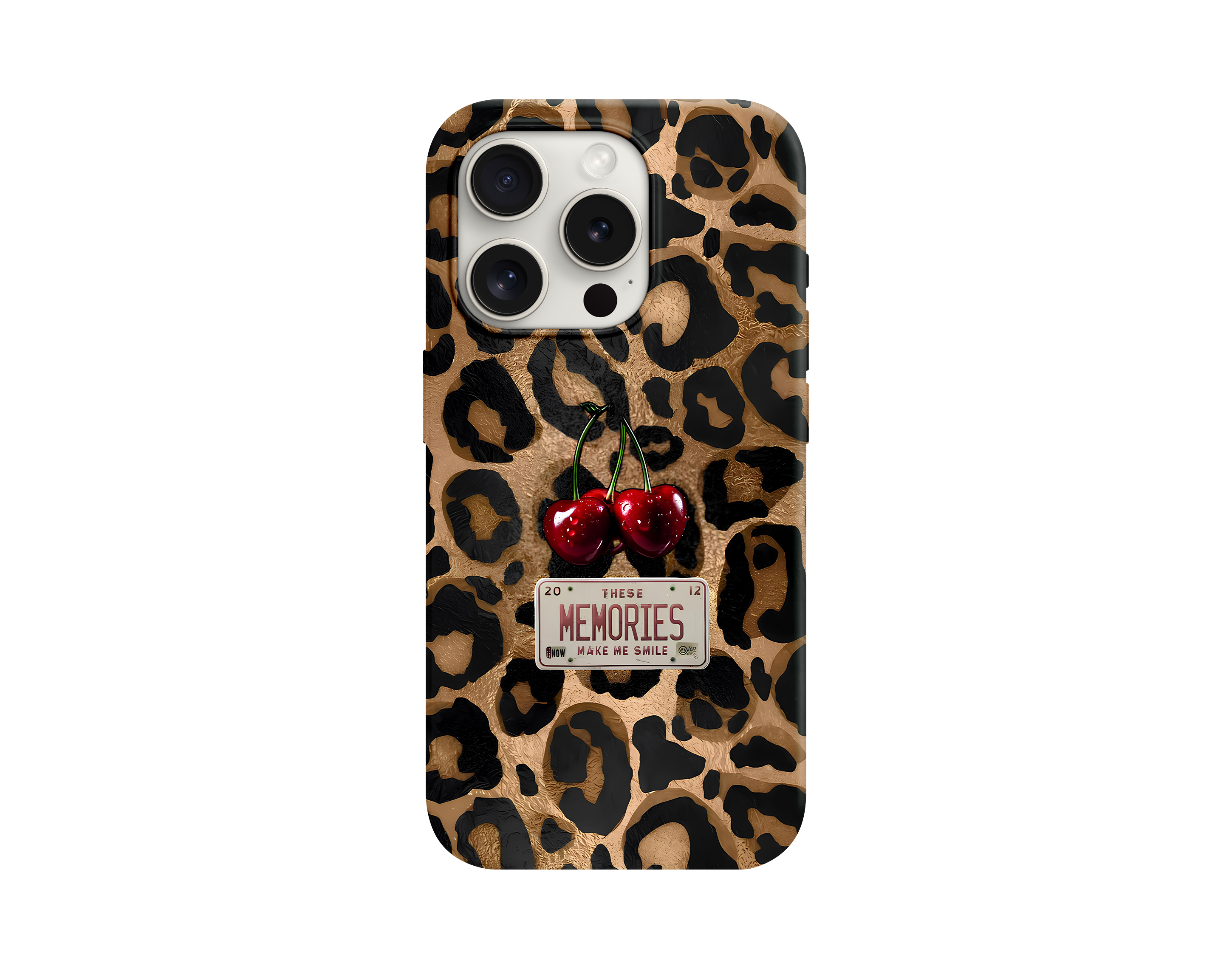 Memories Baskılı Leopar Telefon Kılıfı