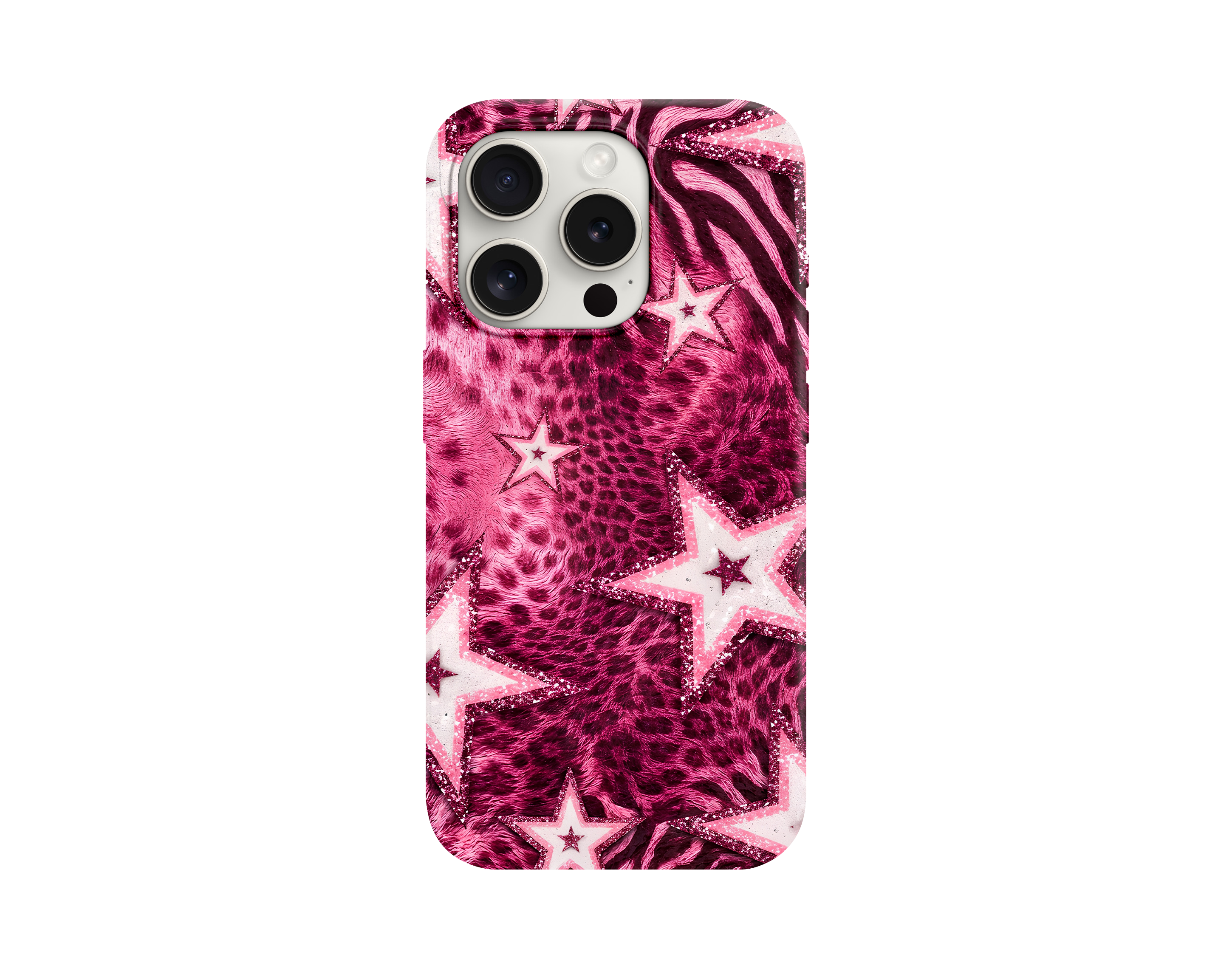 Leopar Desenli Yıldızlı Telefon Kılıfı