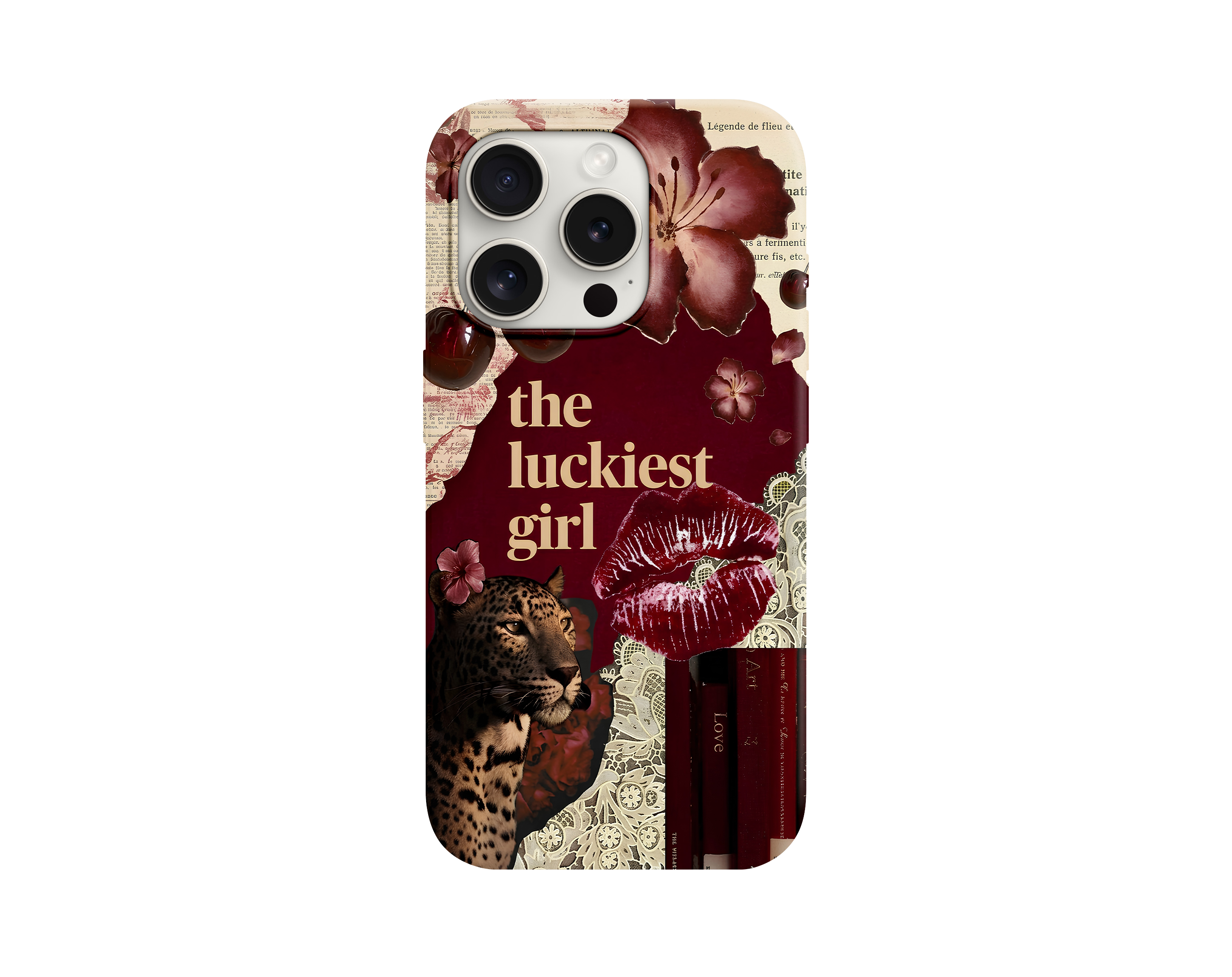 Leopar ve Kırmızı Dudak Telefon Kılıfı