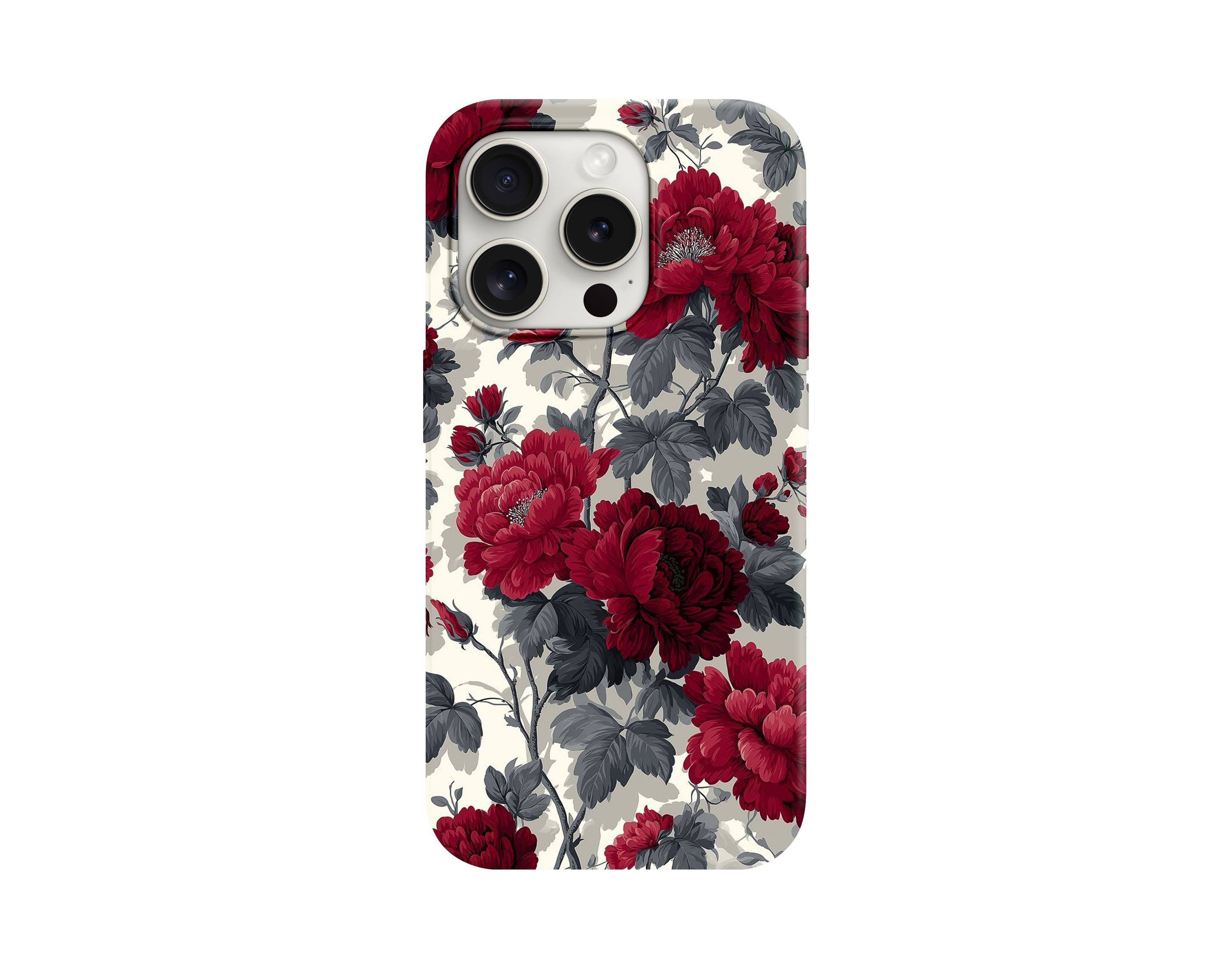 Vintage Floral Deep Red Telefon Kılıfı