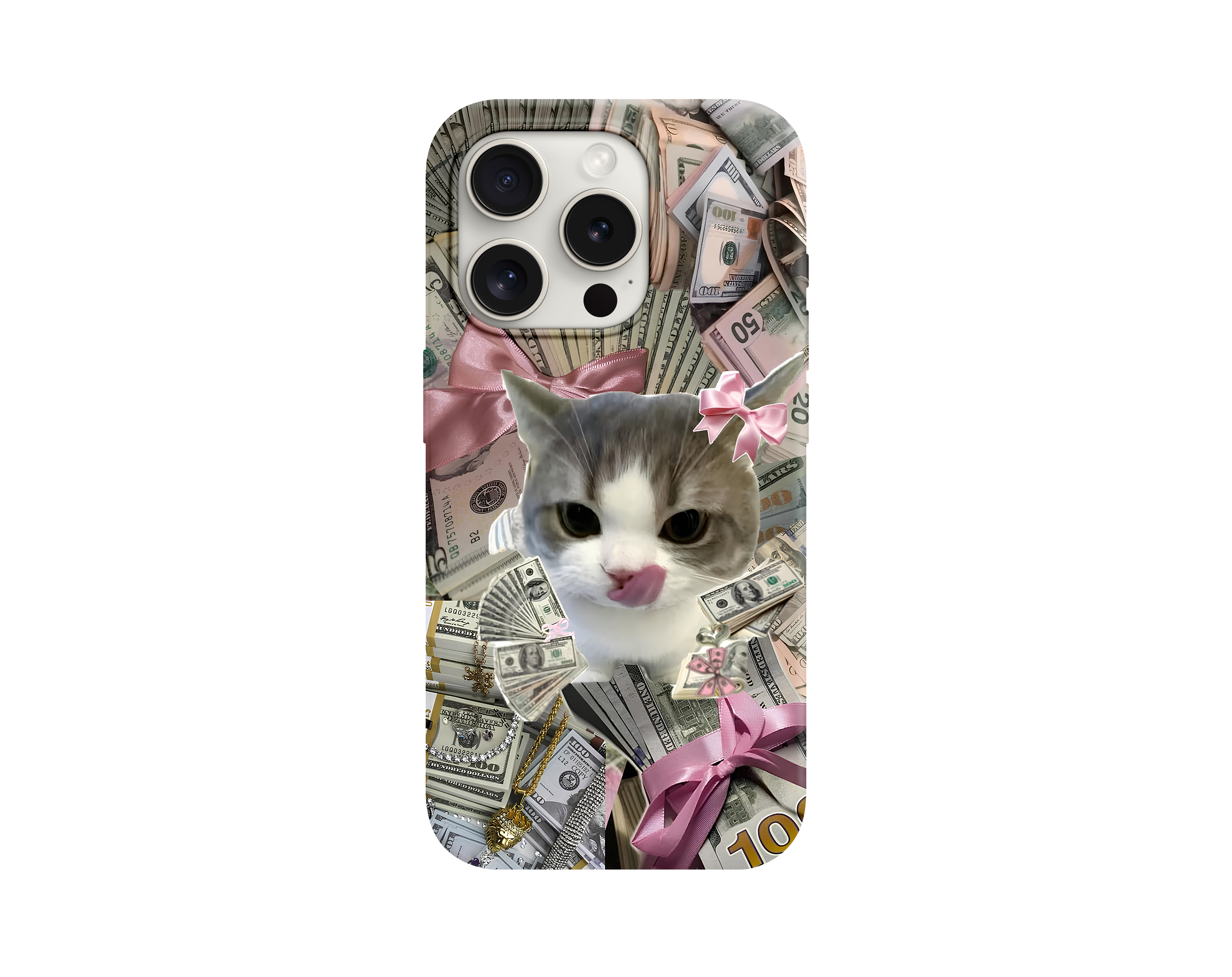 Money Cat Desenli Telefon Kılıfı