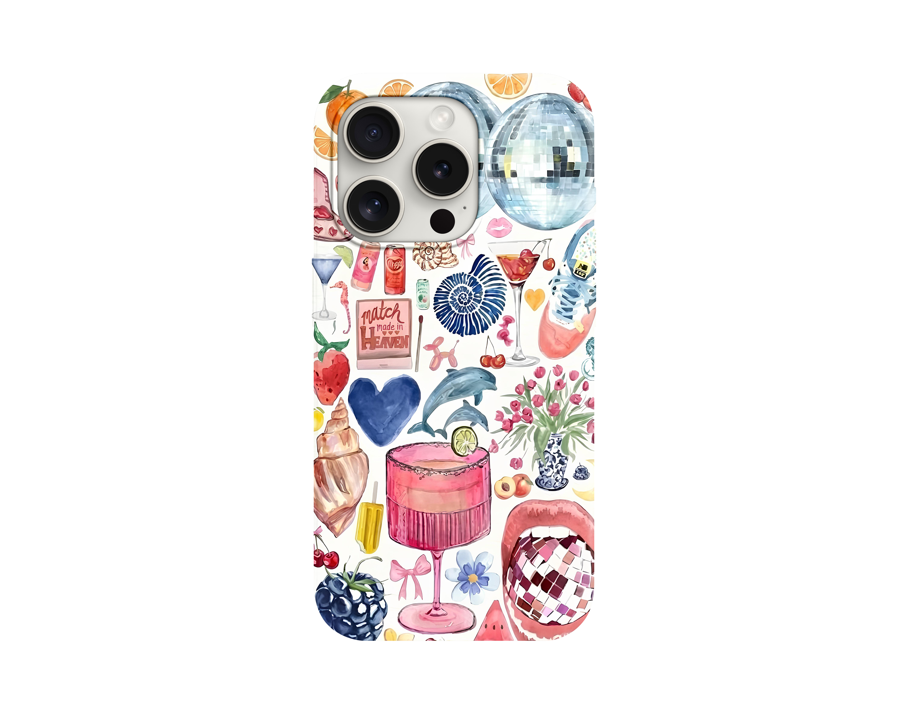 Yazlık Kokteyl Desenli Desenli Telefon Kılıfı