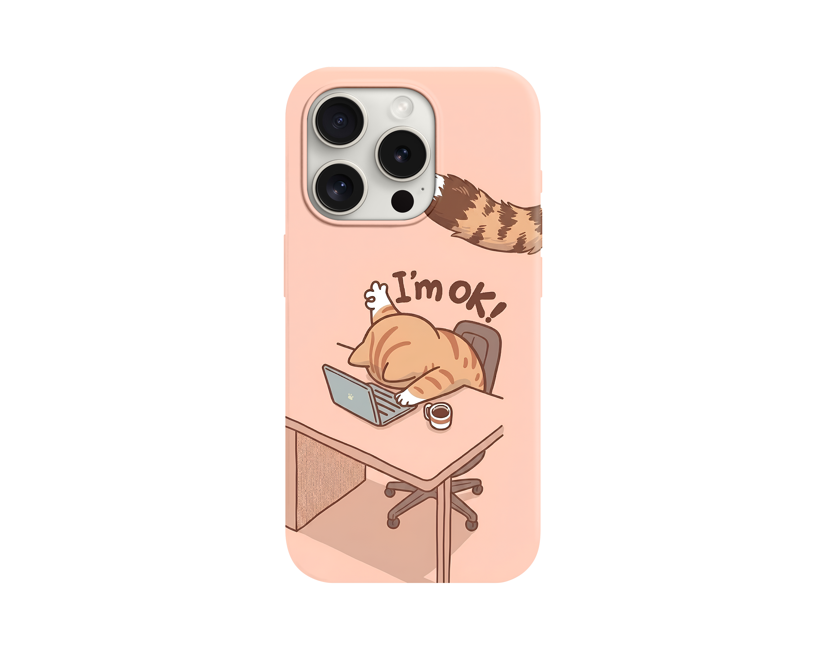 Uyuyakalan Kedi Desenli Eğlenceli Telefon Kılıfı