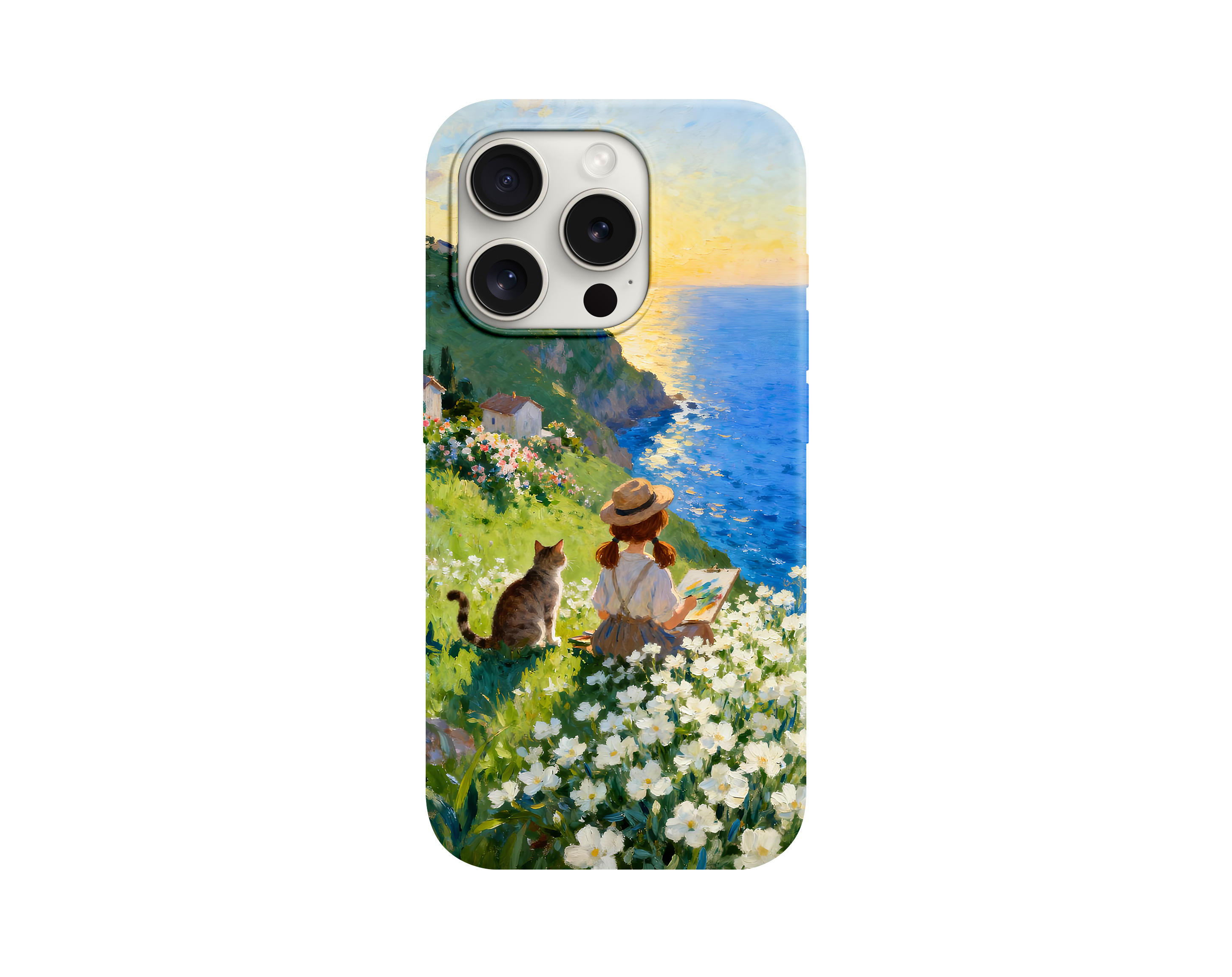 Deniz Manzarası ve Ressam Kız Temalı Telefon Kılıfı