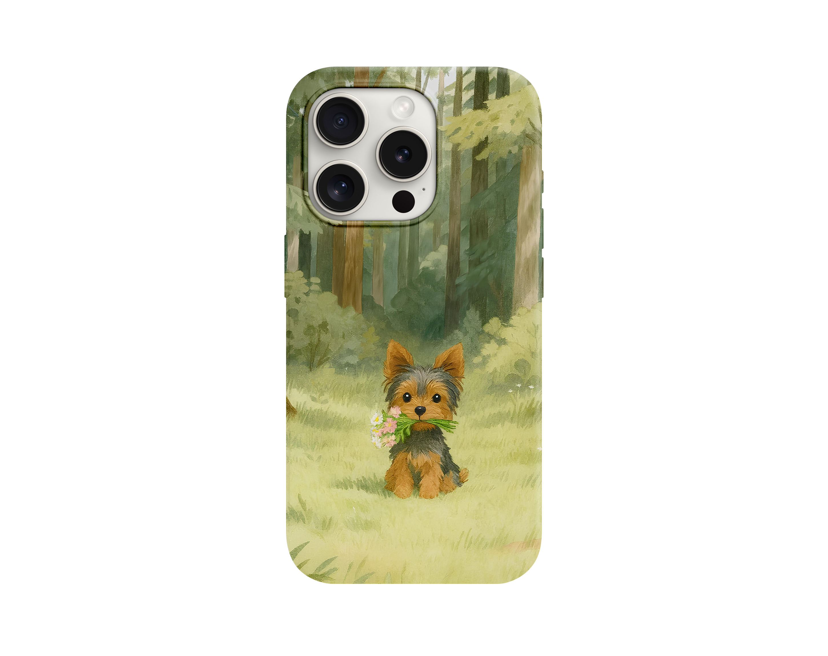Köpek ve Doğa Desenli Telefon Kılıfı