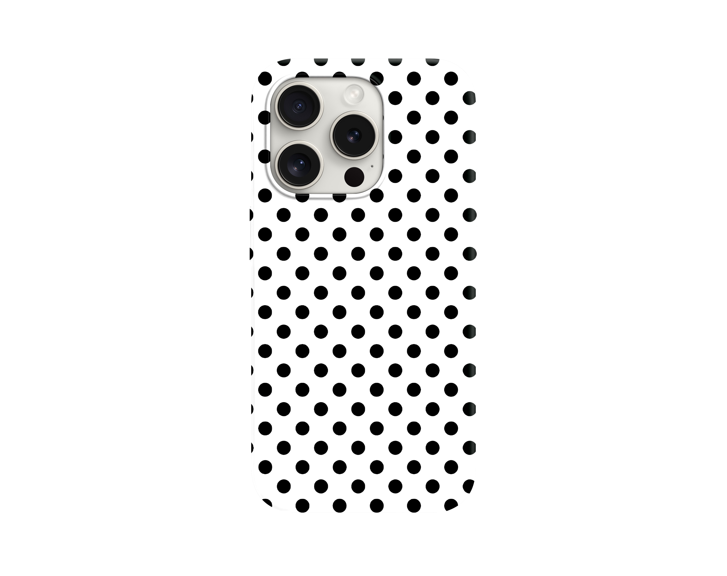 Siyah Beyaz Puantiye Desenli Telefon Kılıfı