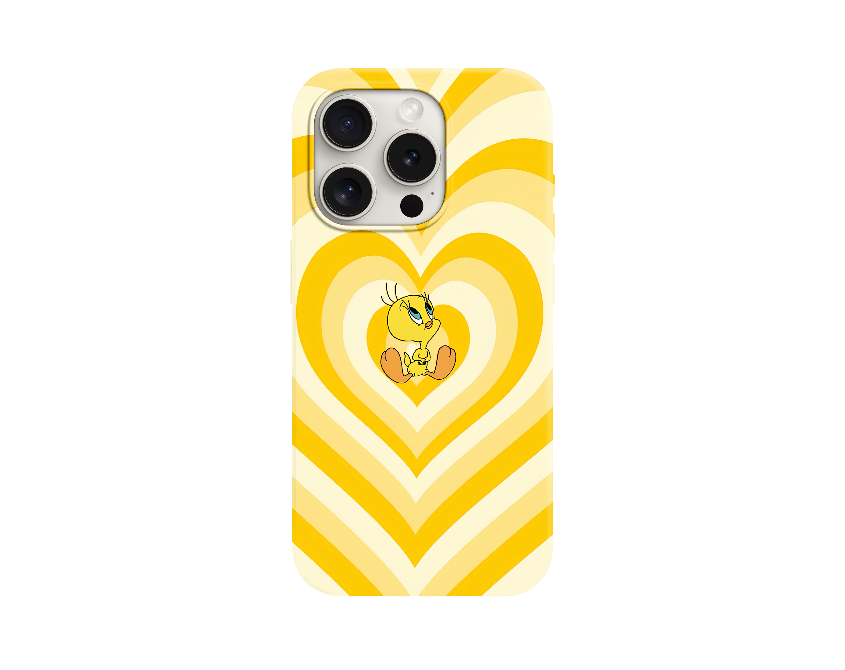 Tweety Figürlü Sarı Kalp Dalgalı Telefon Kılıfı