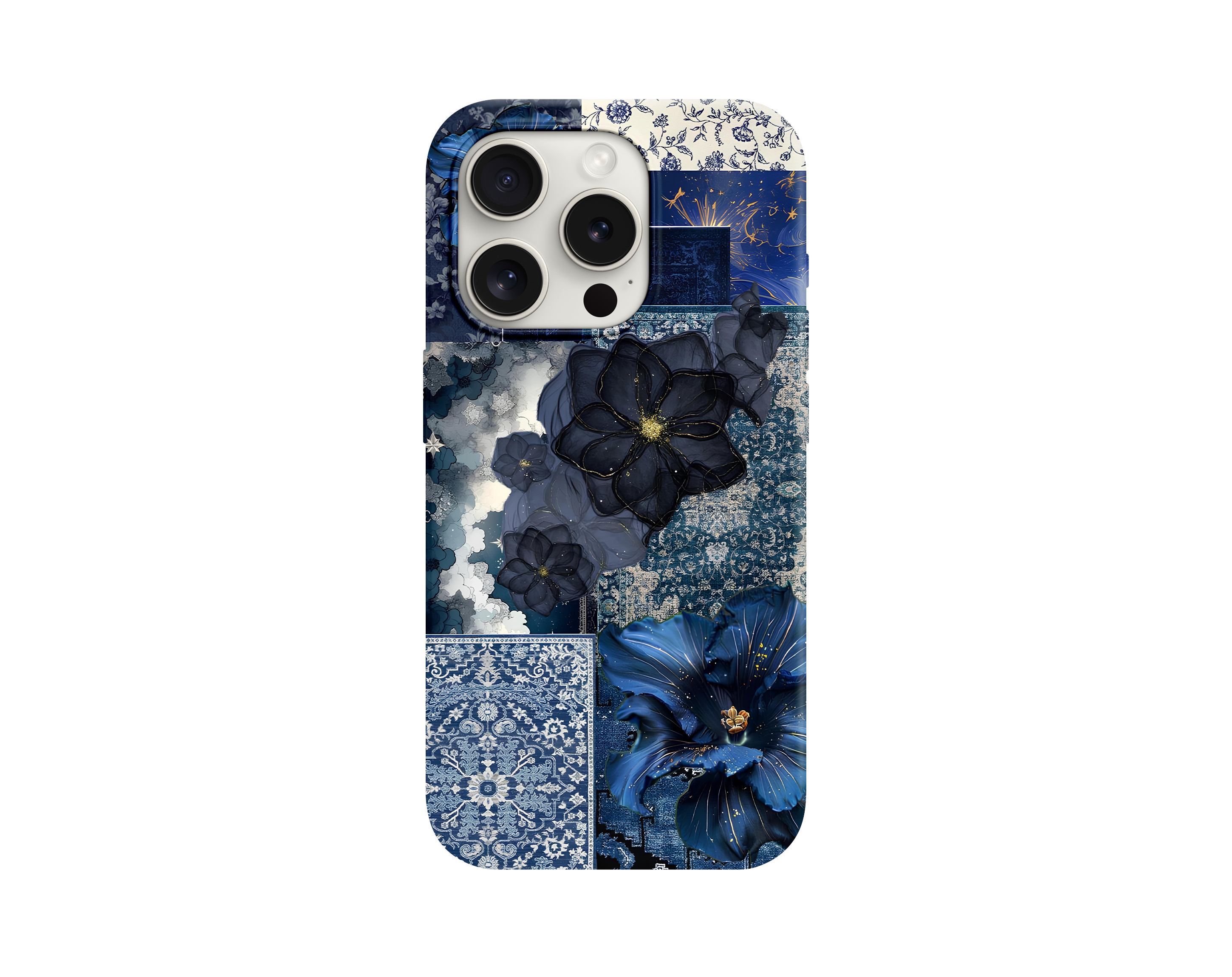Kilim Desenli ve Çiçek Motifli Telefon Kılıfı