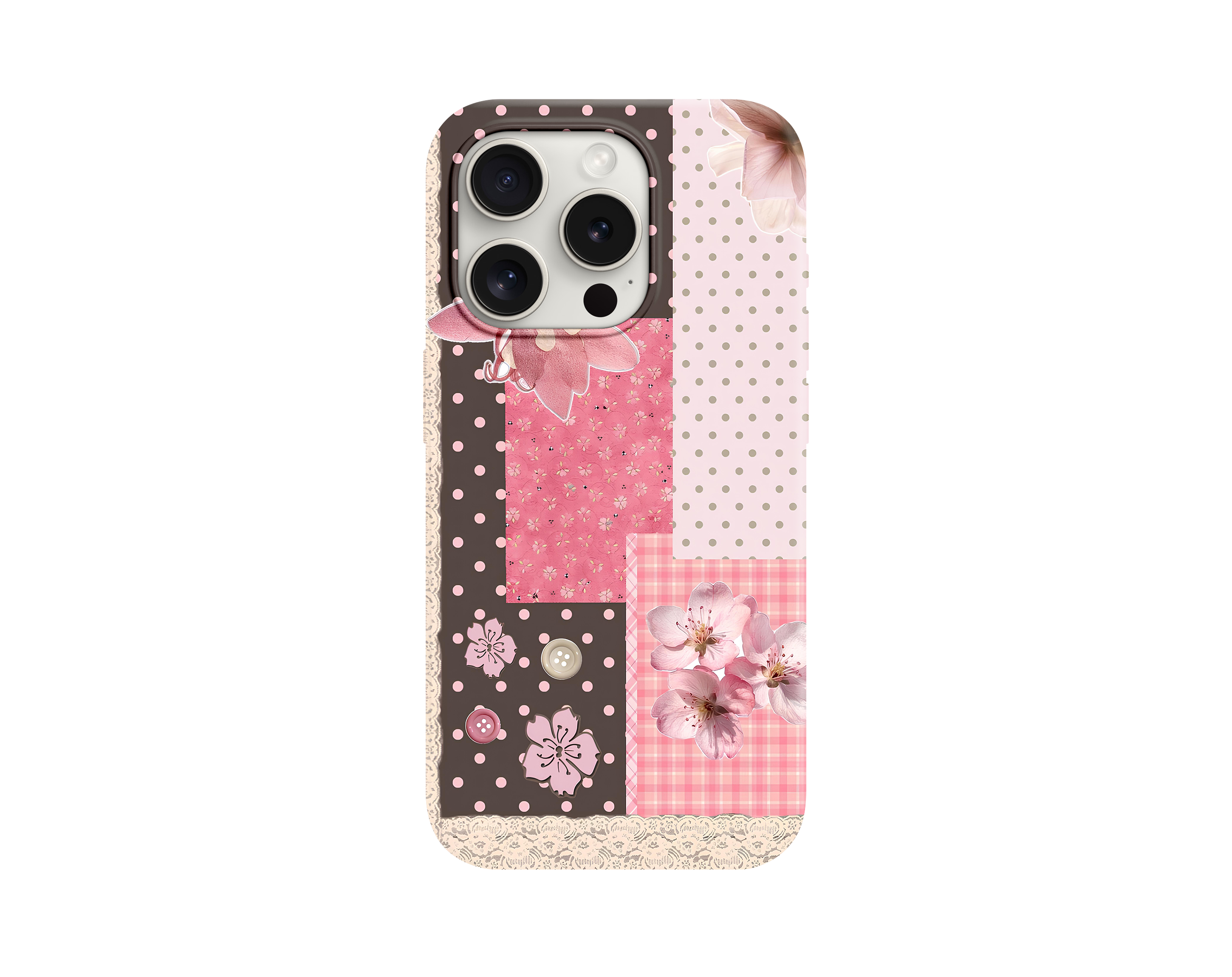Polka Dot ve Vintage Çiçek Telefon Kılıfı