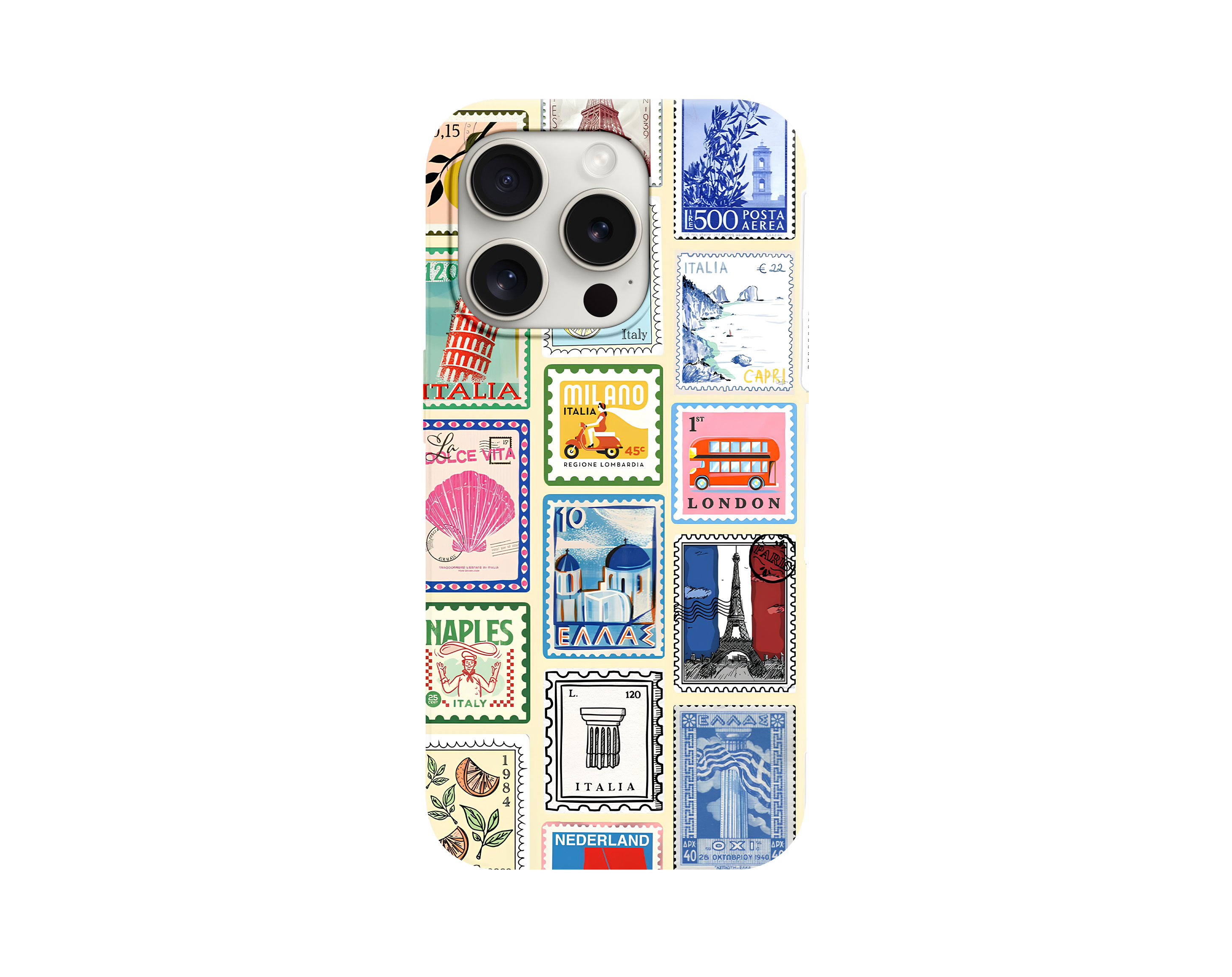 Nostaljik Yolculuk Posta Pulları Telefon Kılıfı