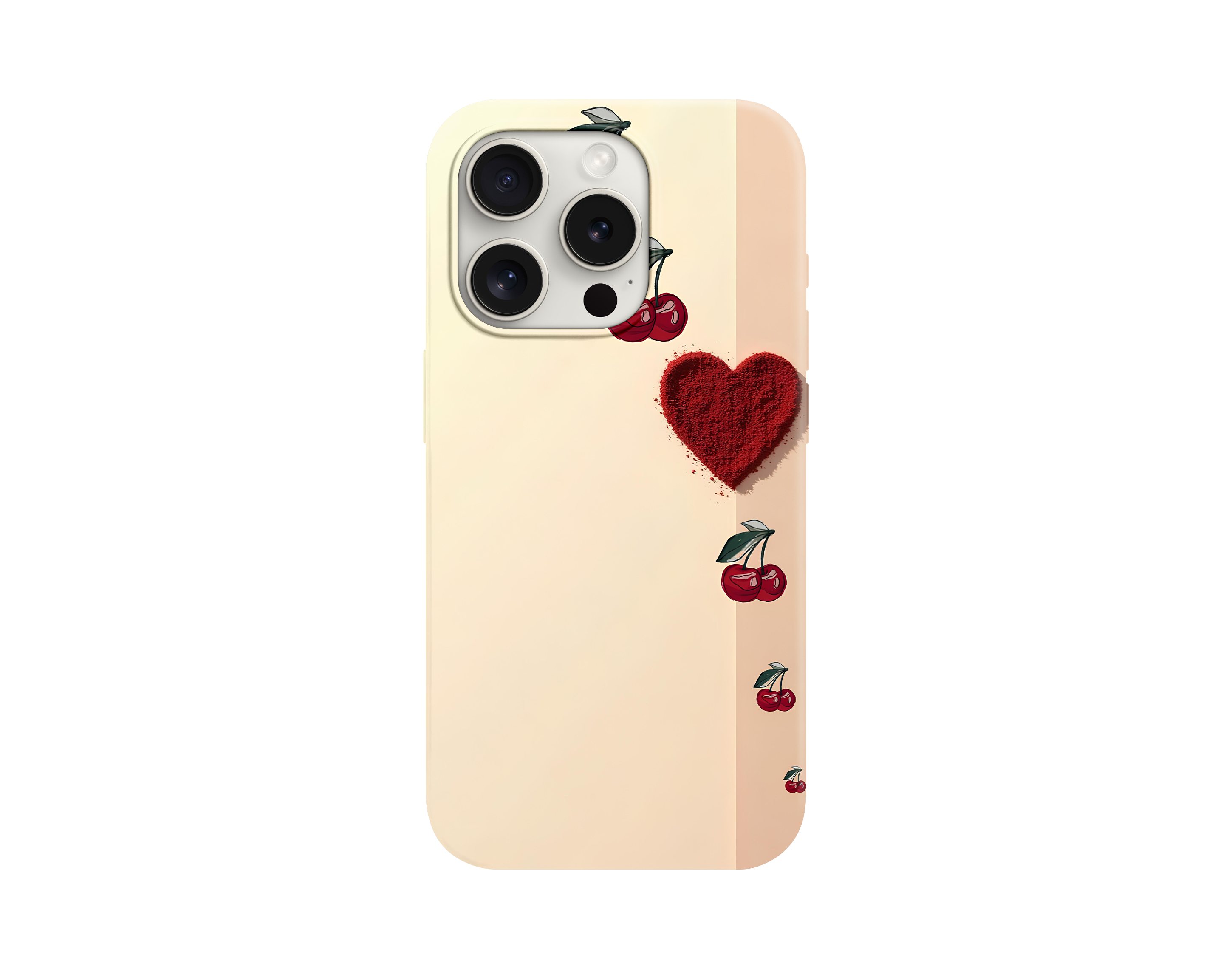 Kalp ve Mini Kiraz Desenli Telefon Kılıfı