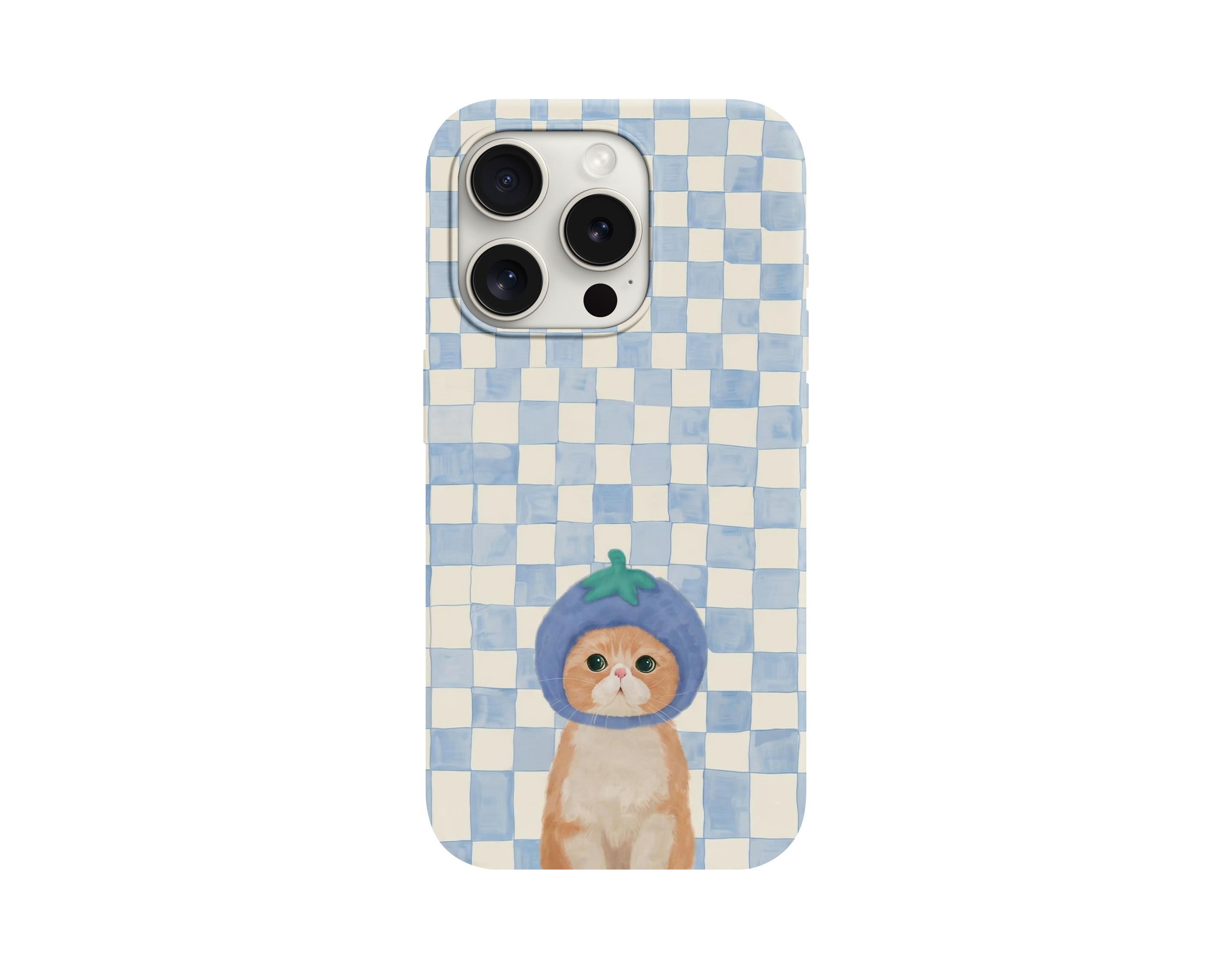 Kawaii Blueberry Cat Çizimli Telefon Kılıfı