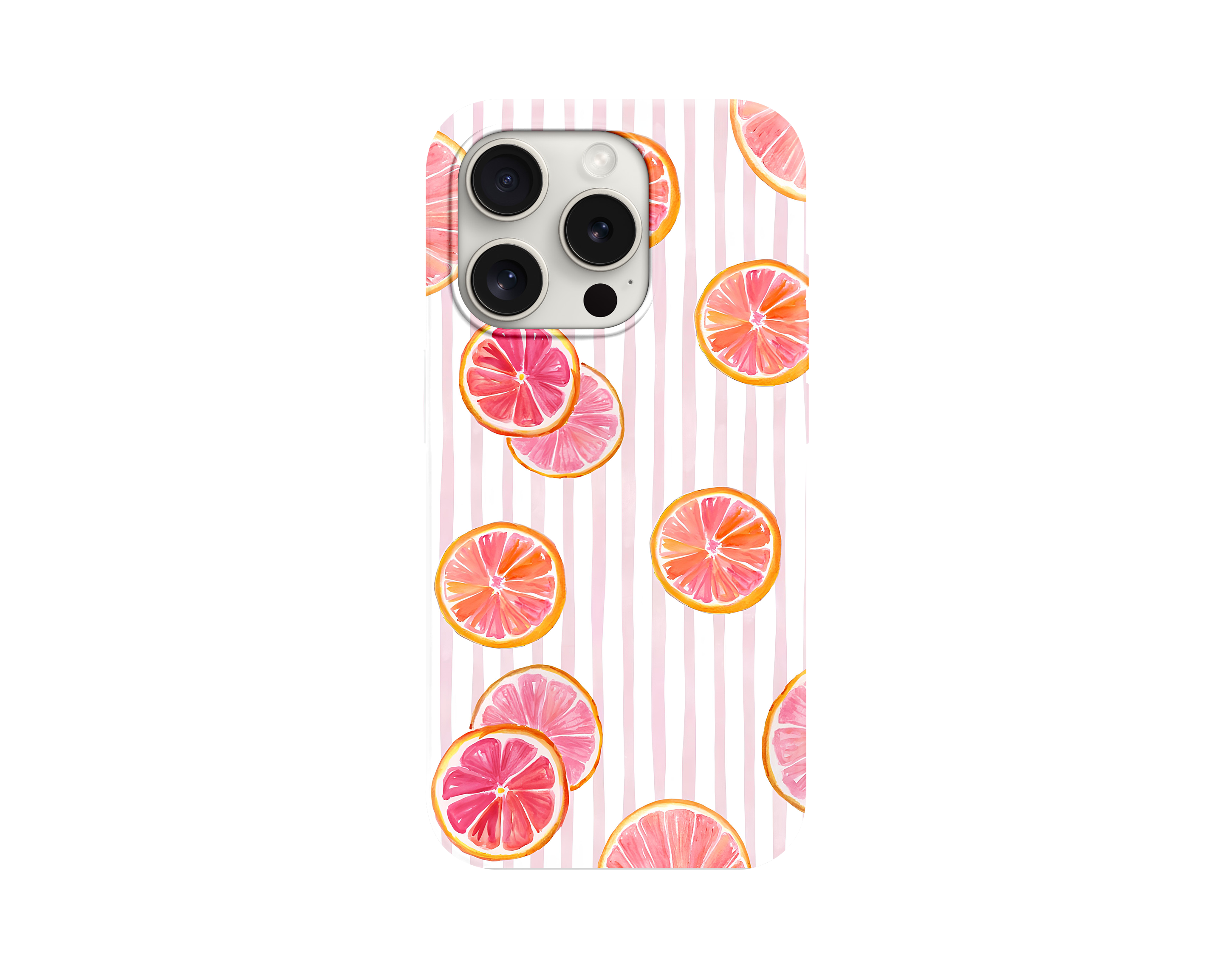 Pembe Çizgili Greyfurt Desenli Telefon Kılıfı