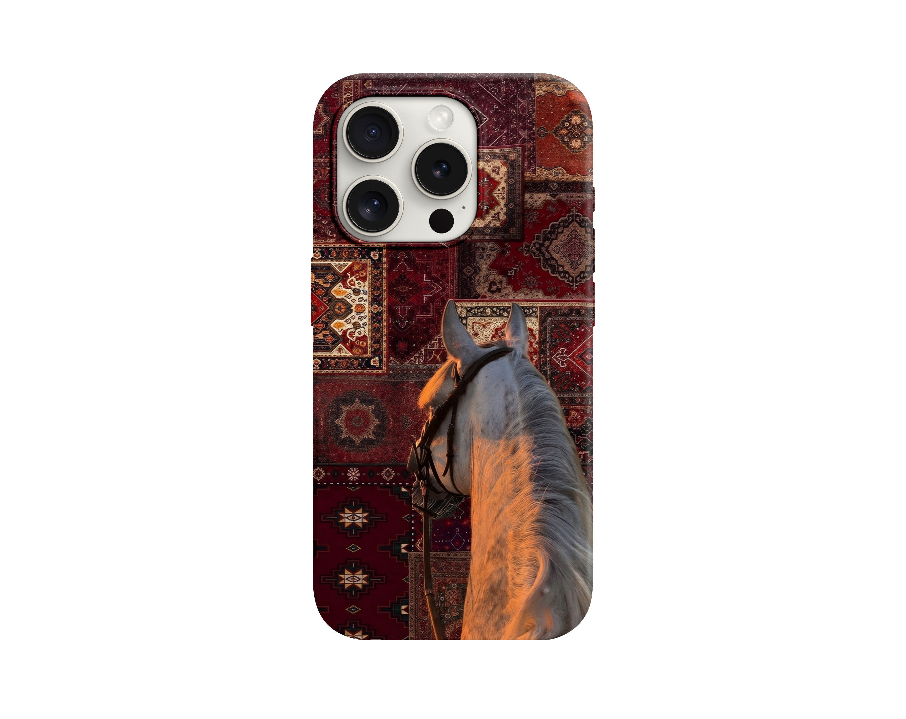 Etnik Desen ve At Tasarımlı Telefon Kılıfı