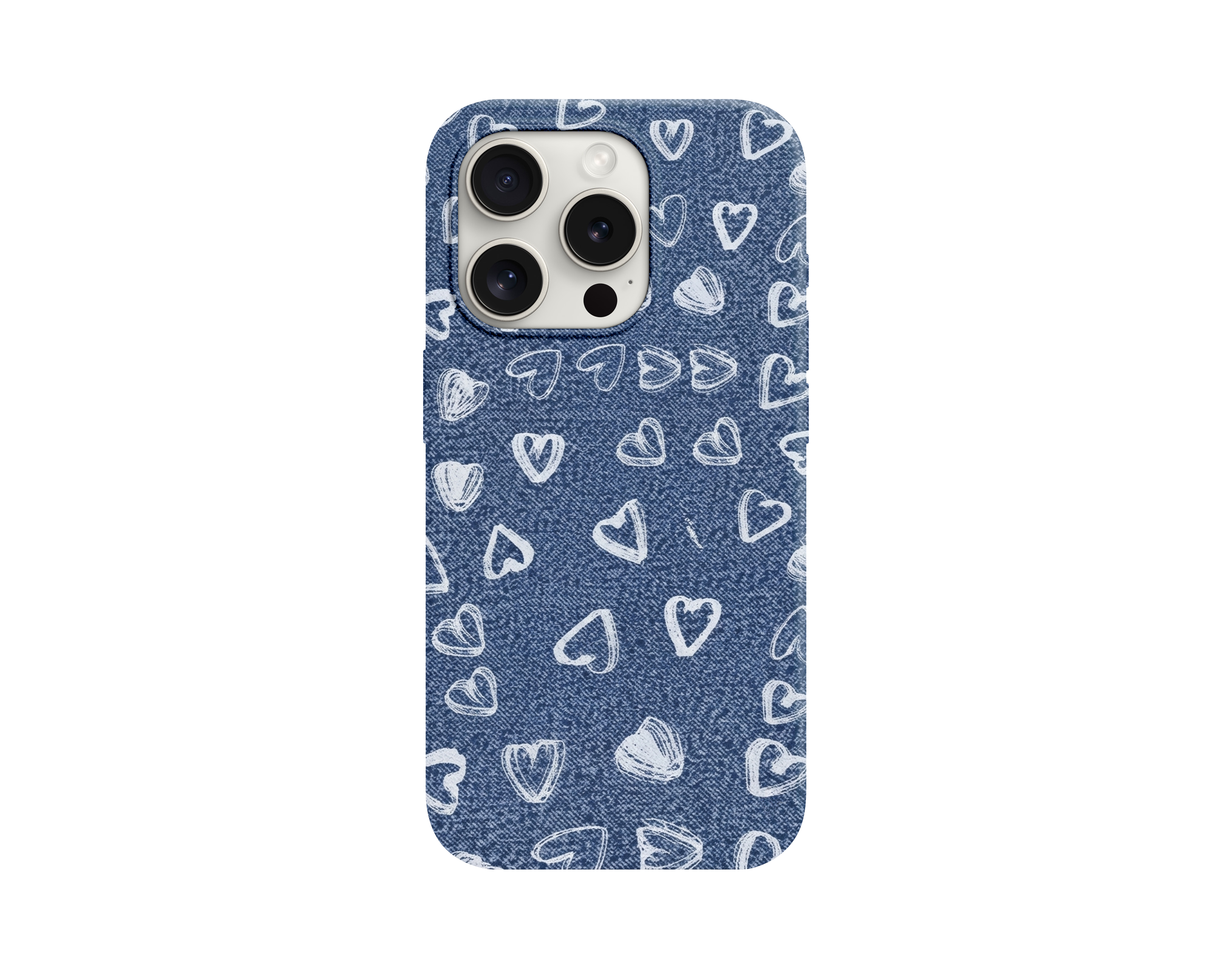 Denim Görünümlü Kalpli Telefon Kılıfı