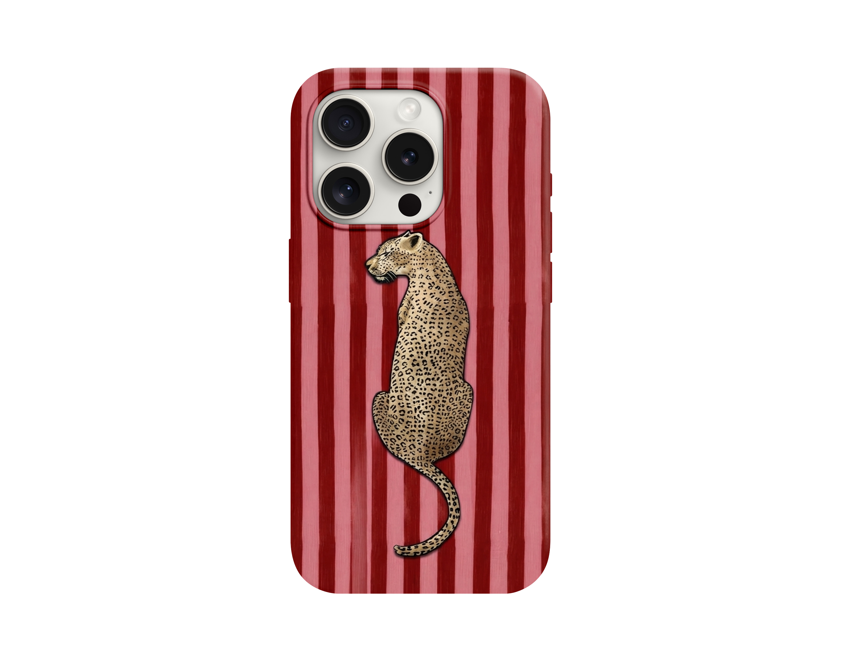 Leopar Figürlü Çizgili Telefon Kılıfı