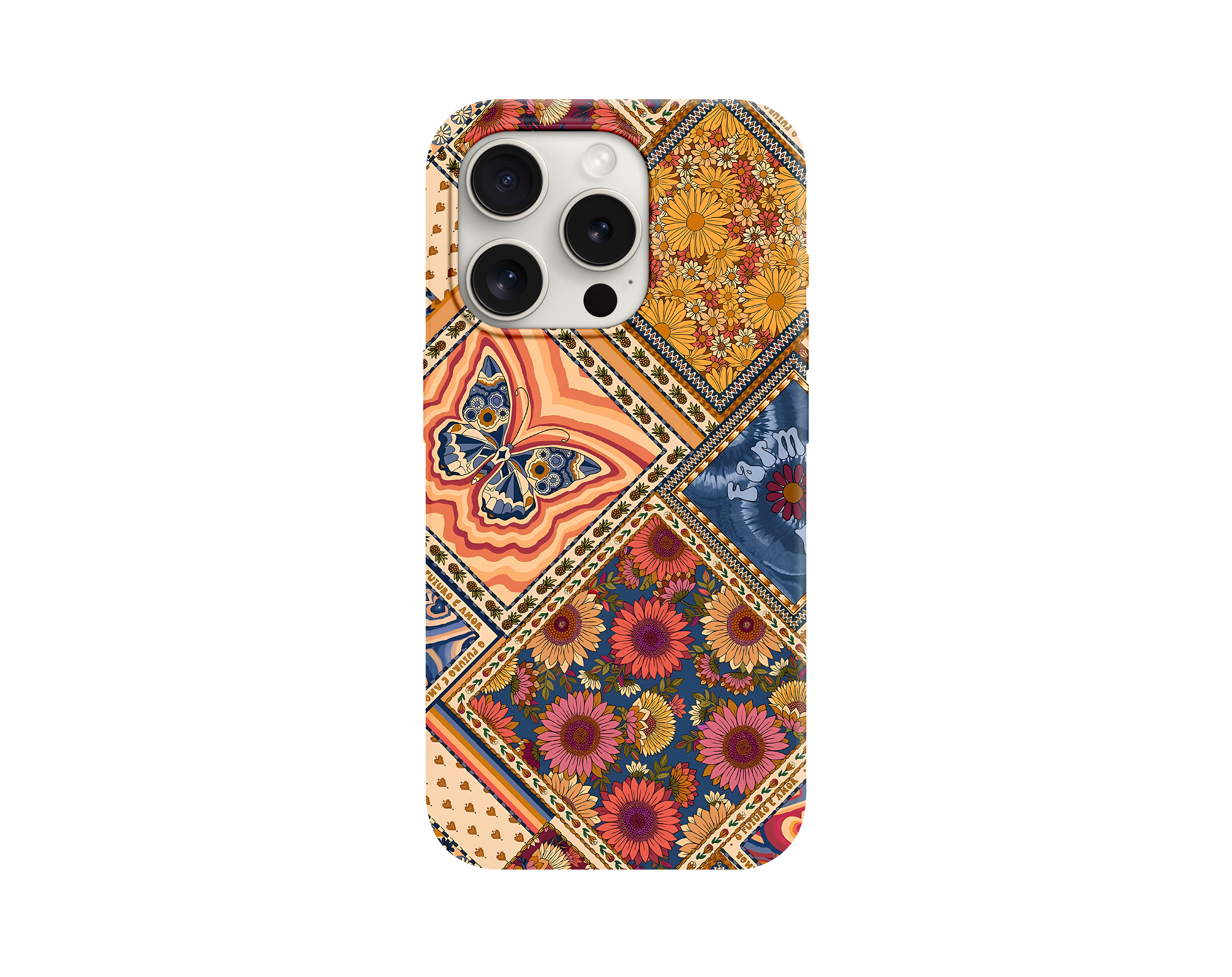 Vintage Patchwork Tasarımlı Telefon Kılıfı