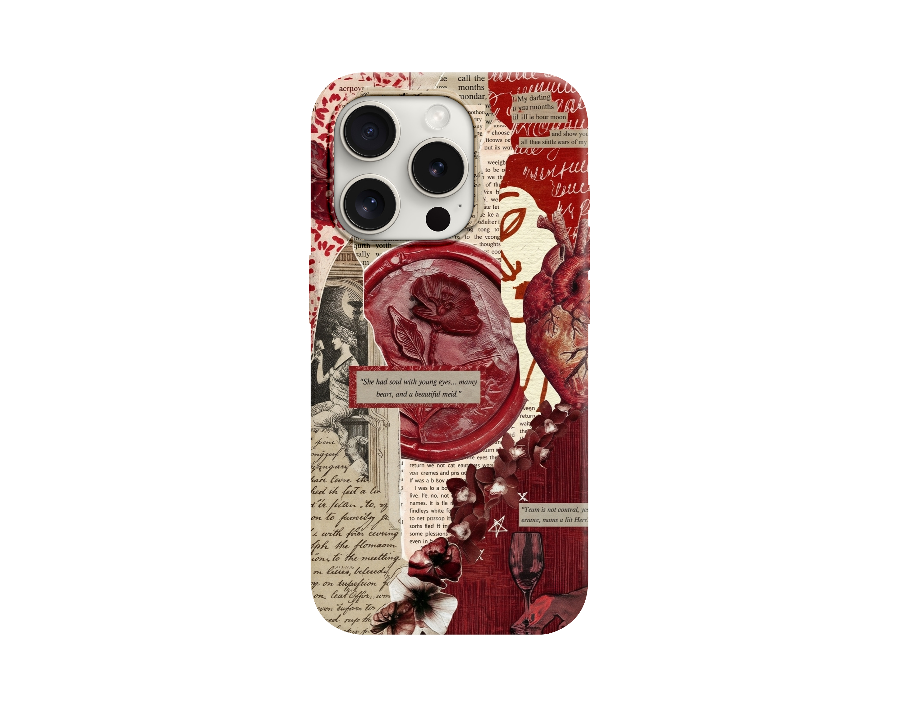 Mühür Baskı ve Vintage Temalı Telefon Kılıfı