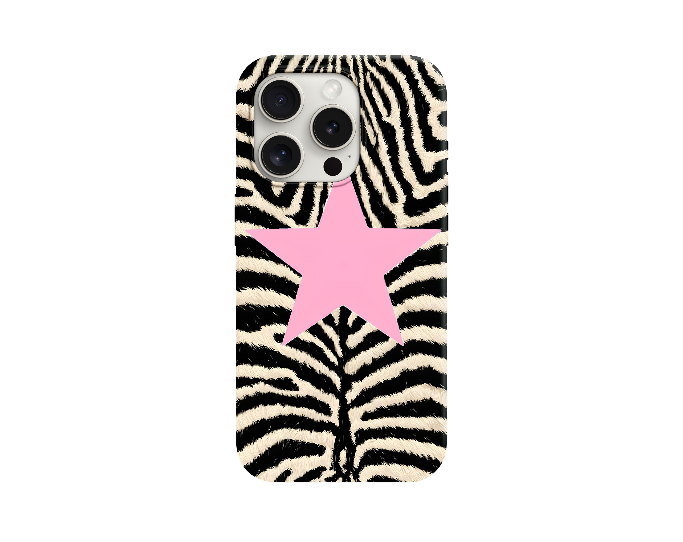Yıldızlı Estetik Zebra Desenli Telefon Kılıfı