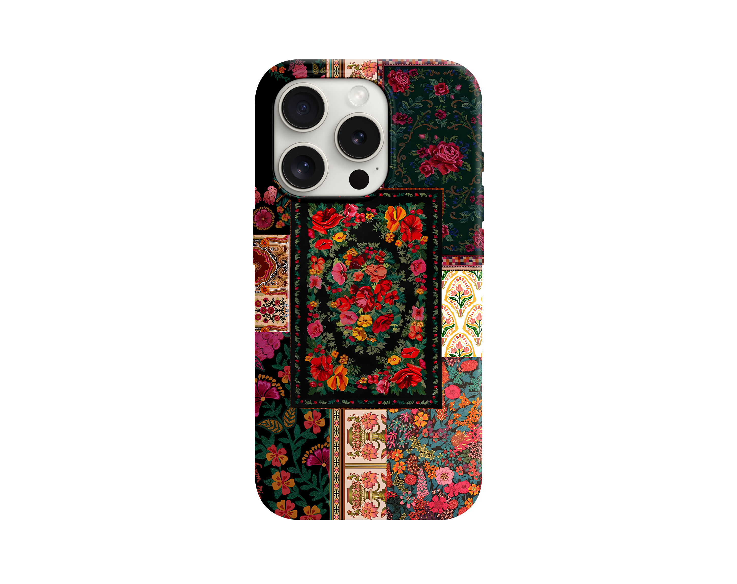Çiçekli Patchwork Telefon Kılıfı