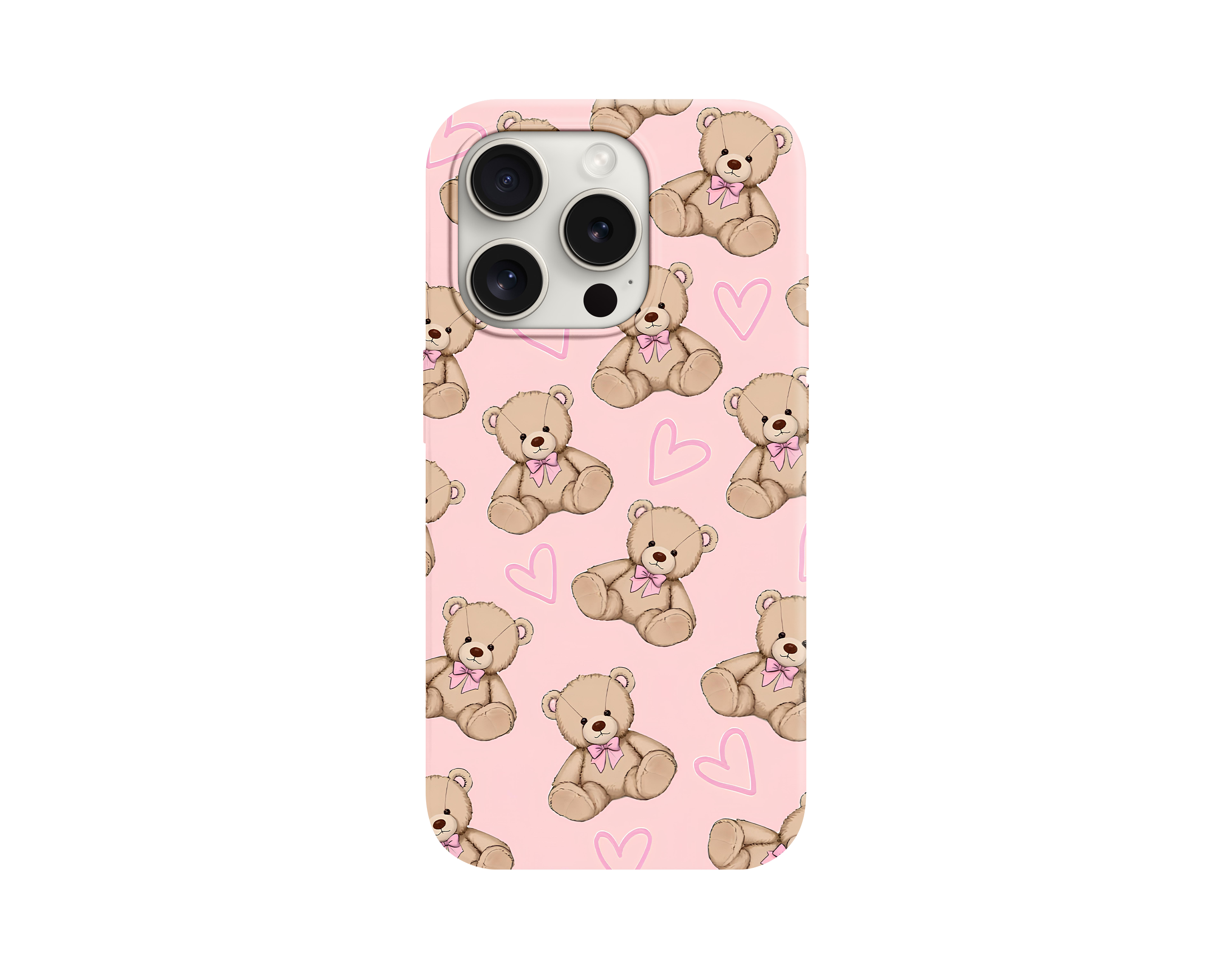 Cute Teddy Bear Pink Telefon Kılıfı