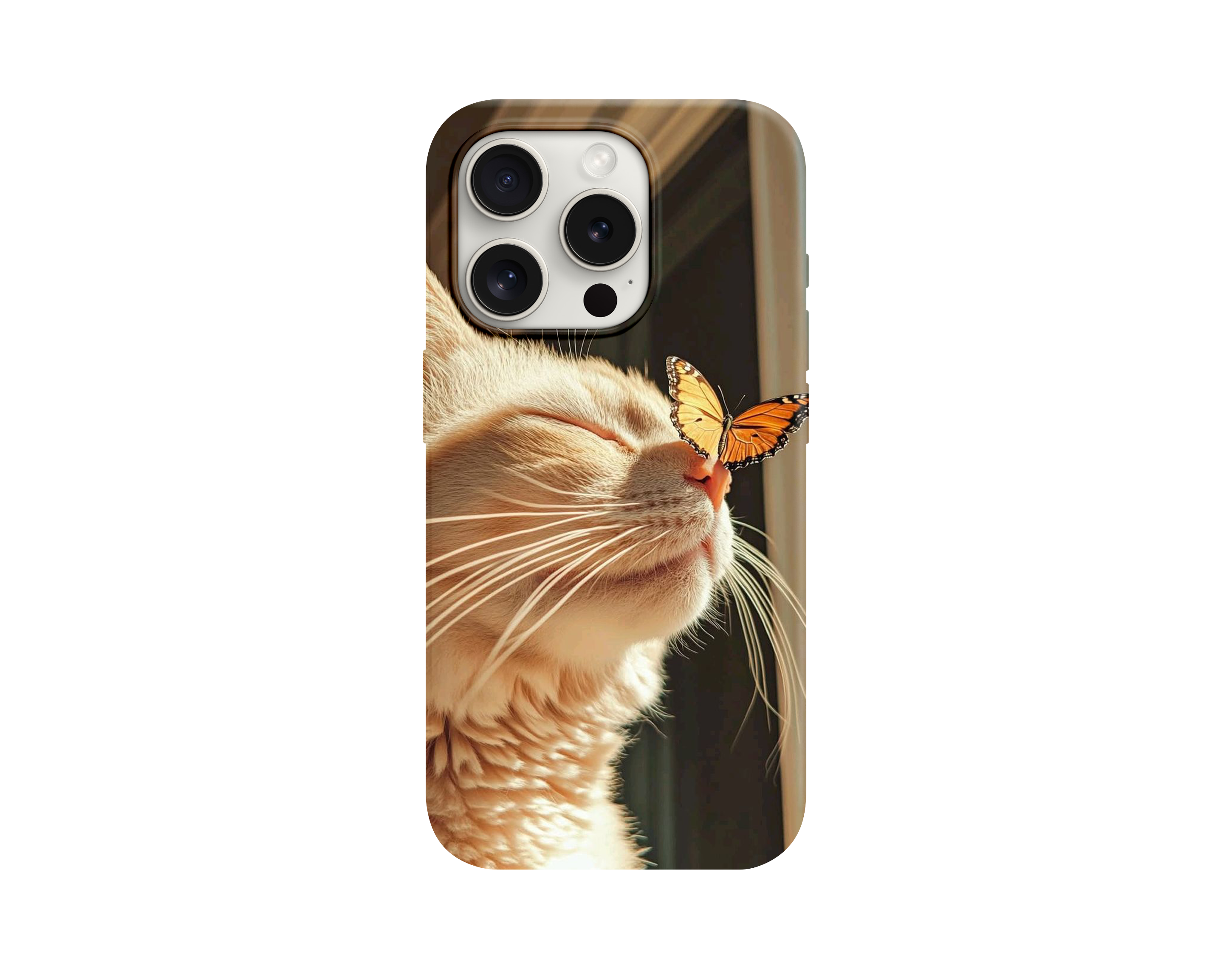 Burnunda Kelebek Olan Sevimli Kedi Telefon Kılıfı