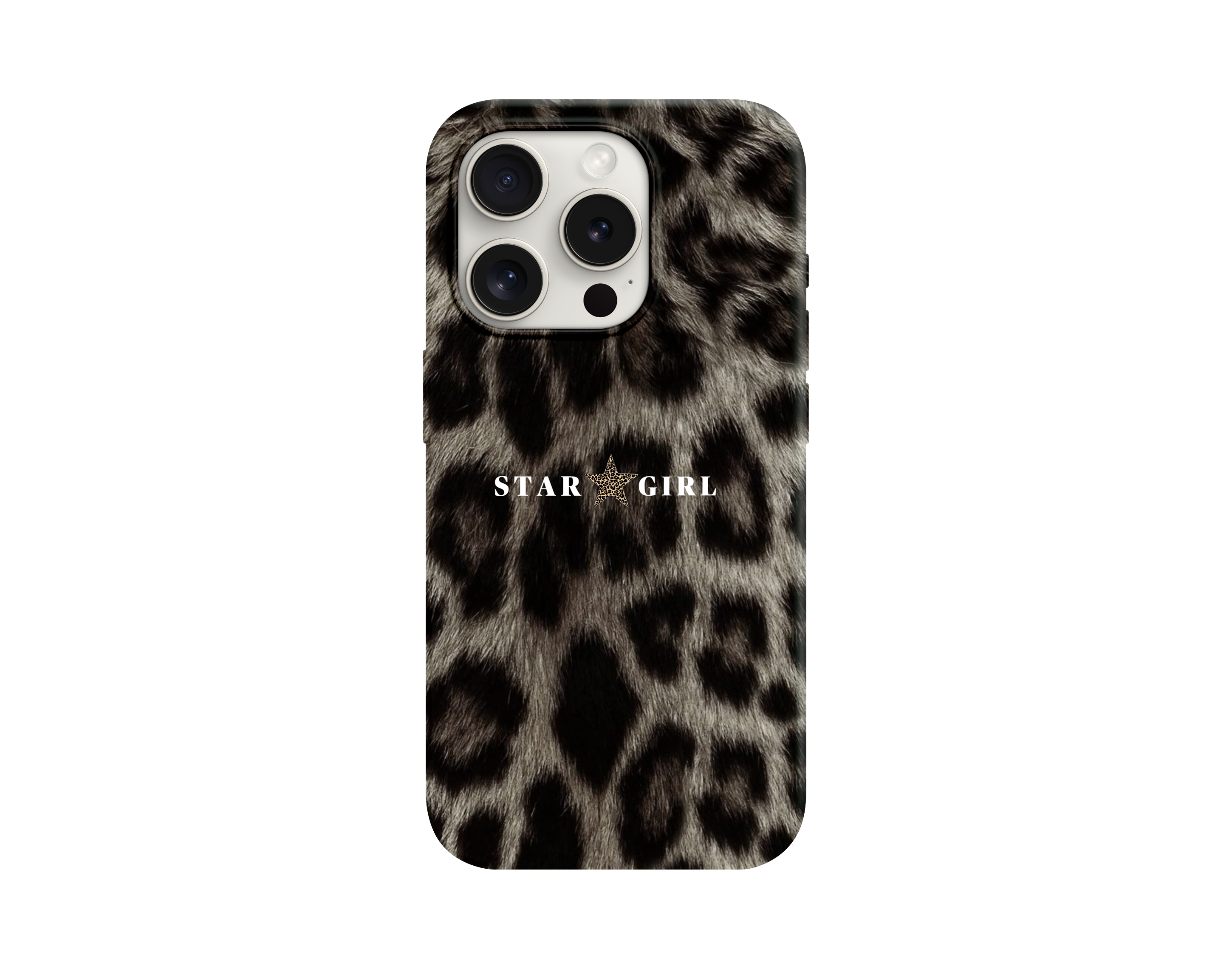 Leopar Desenli Star Girl Telefon Kılıfı