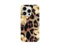 Altın Çiçekli Leopar Desenli Telefon Kılıfı