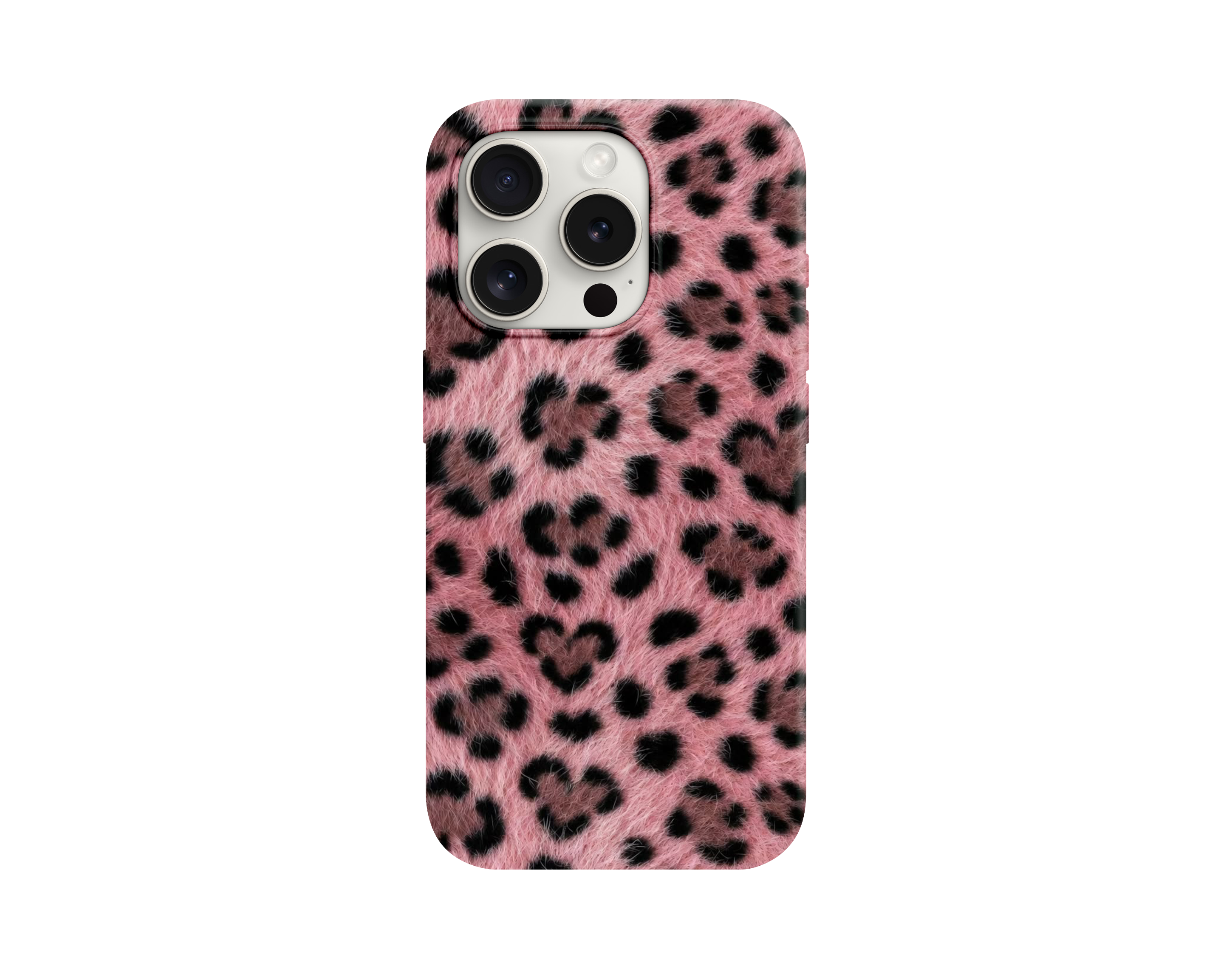 Pembe Pelüş Leopar Desenli Telefon Kılıfı