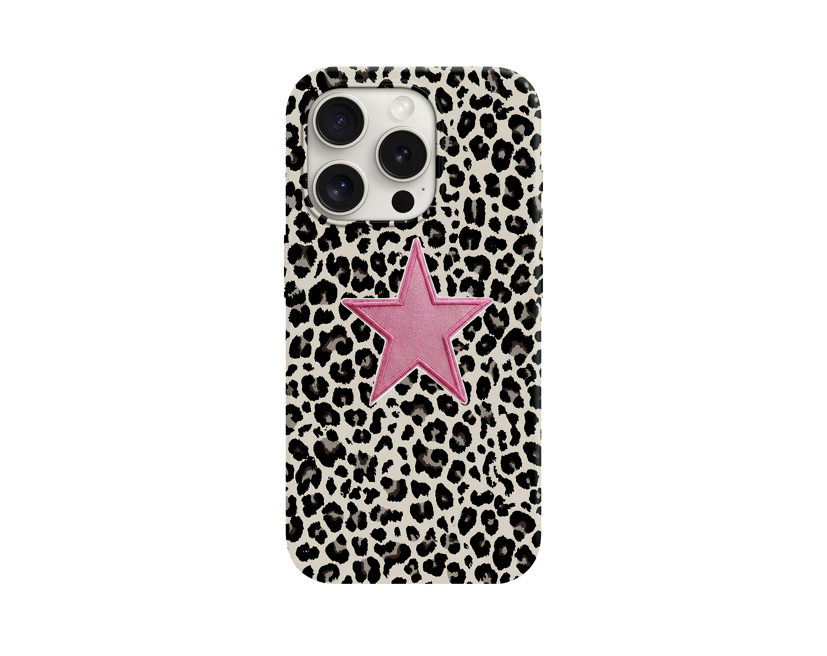 Leopar Desenli Pembe Yıldız Telefon Kılıfı