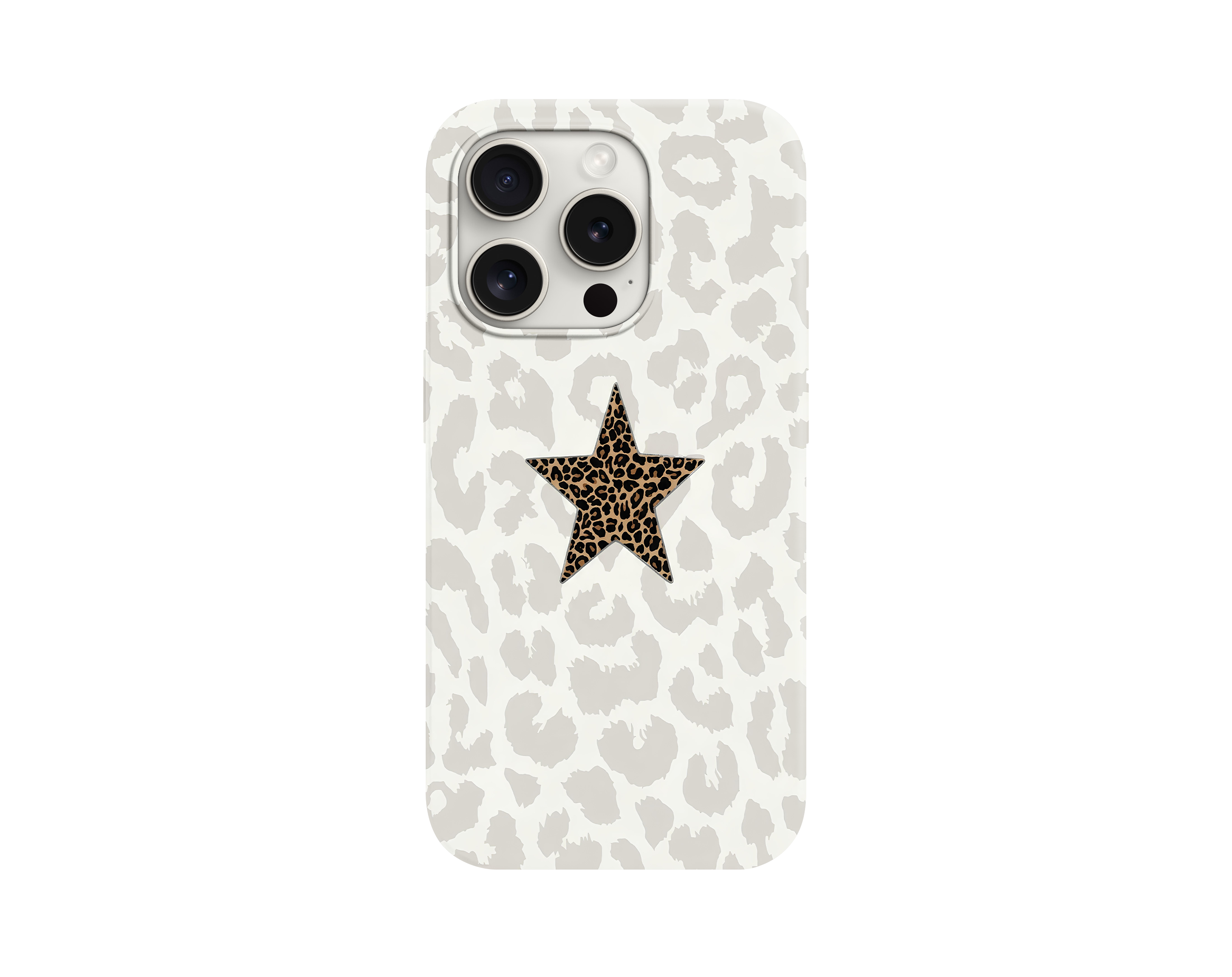 Yıldız Baskılı Leopar Desenli Telefon Kılıfı