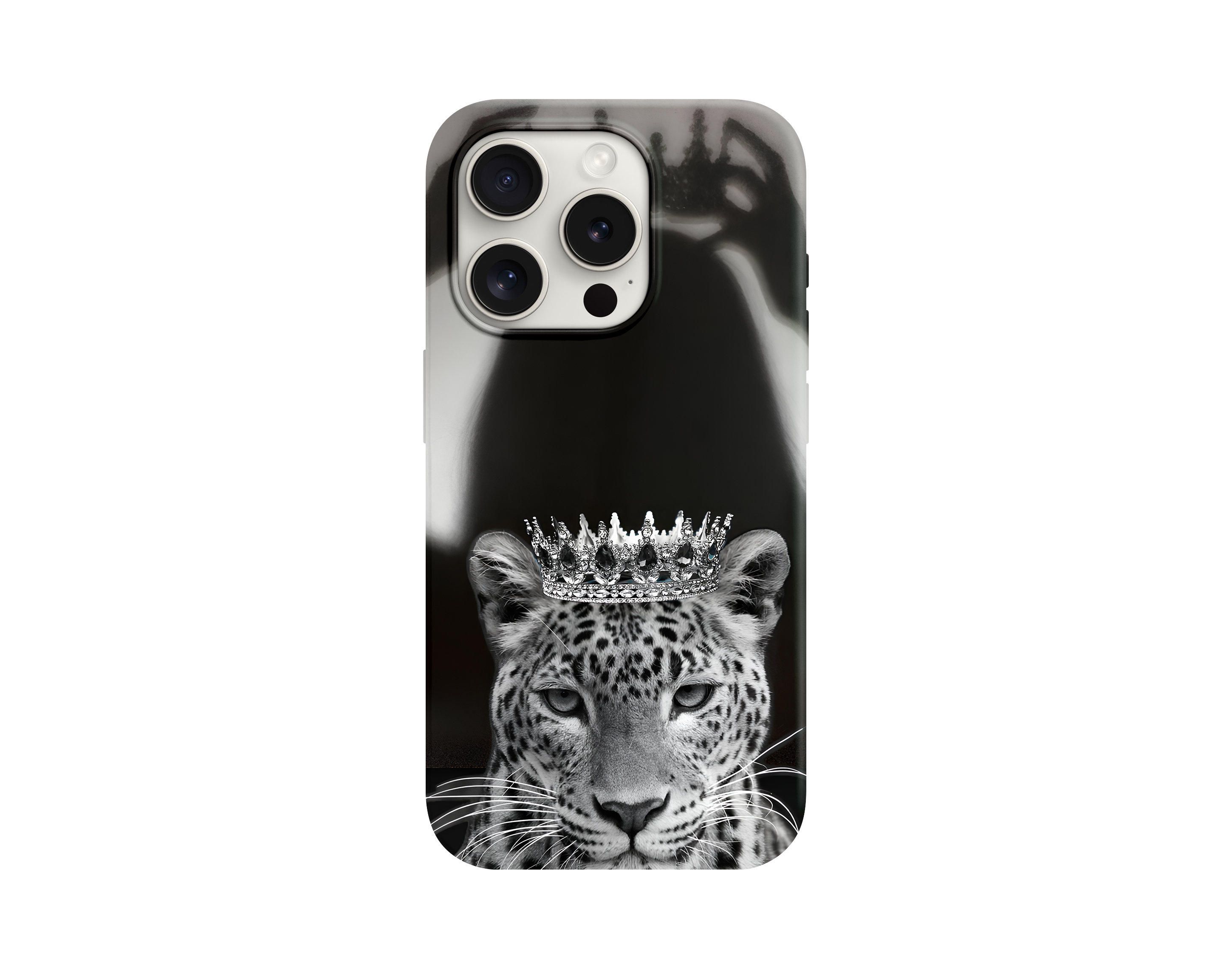 Taçlı Leopar Desenli Premium Telefon Kılıfı
